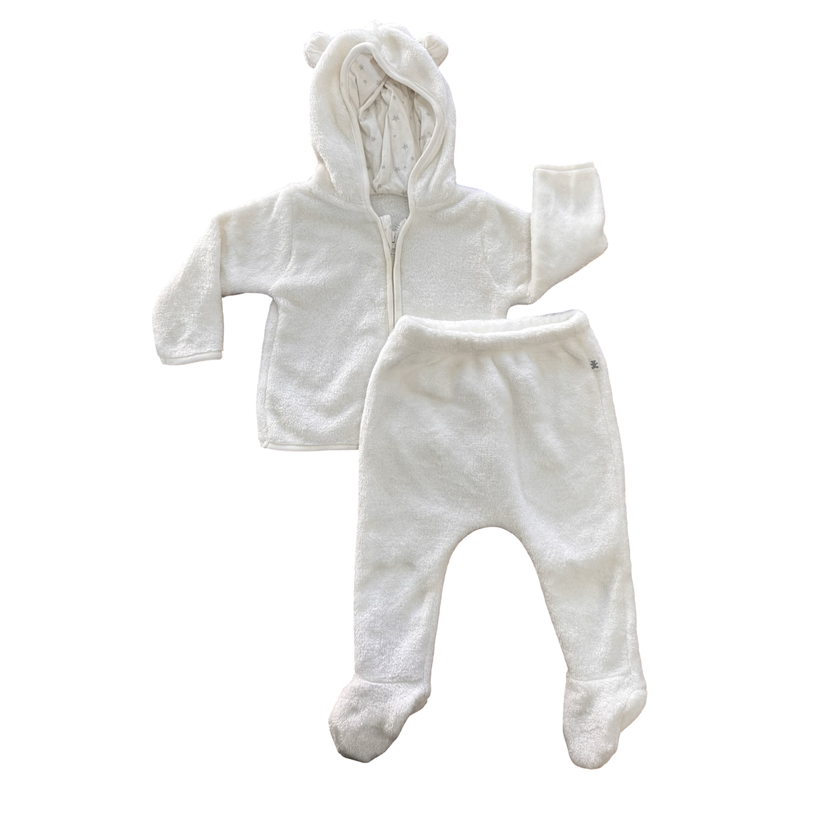 3-6M White 2pc Fleece Set - Woolworths