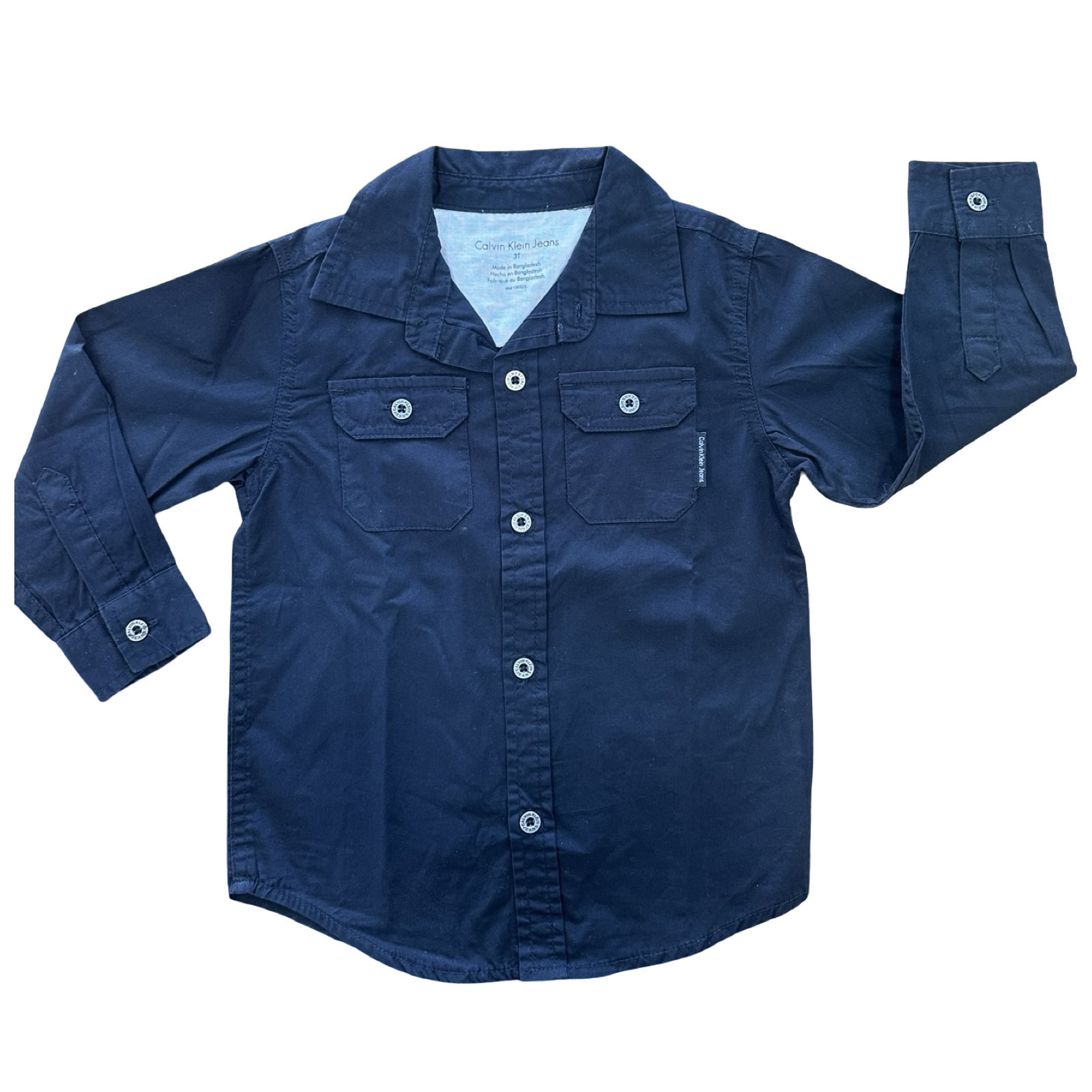 3Y Black Long Sleeve Buttoned & Collar Shirt - Calvin Klein Jeans