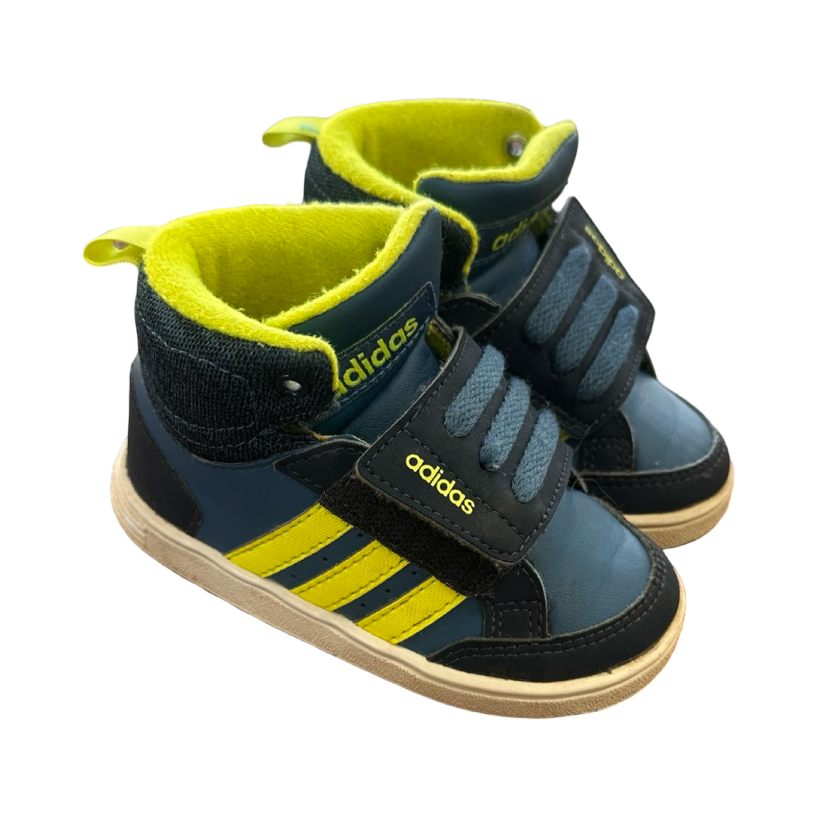 Size 4 Blue & Yellow High Top Sneakers - Adidas