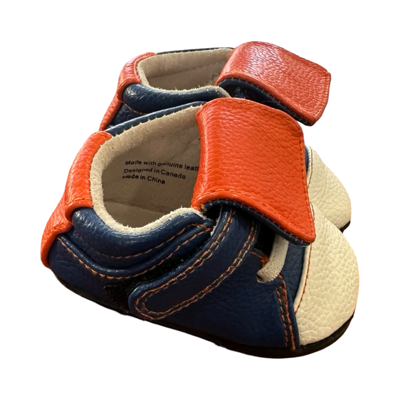 Size 1/2 Blue, White & Orange Baby Sneakers - Jack & Jily