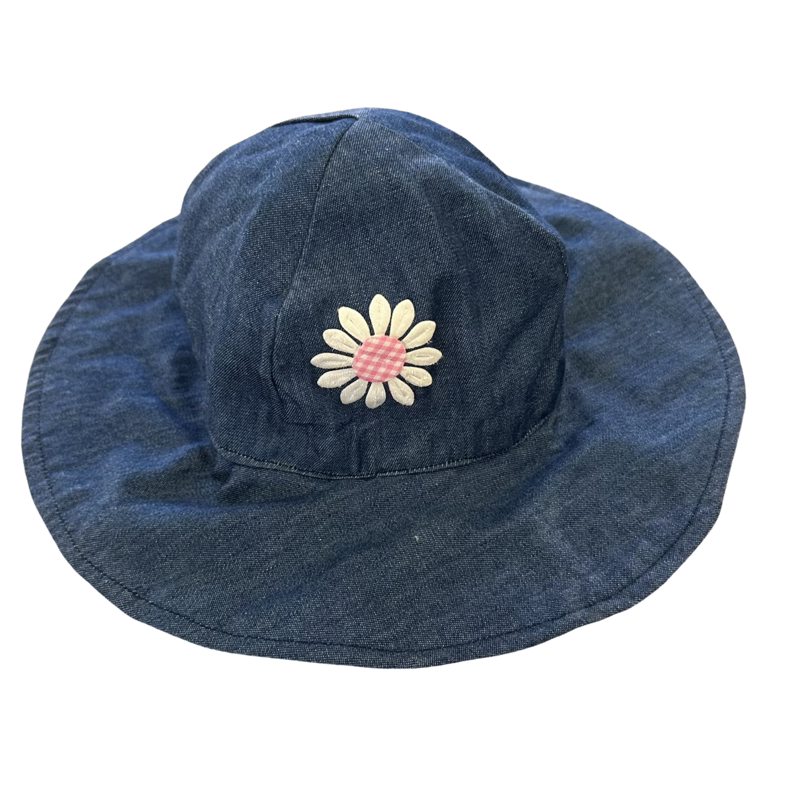 Size 2+ Jumbo Design Denim Sun Hat with Floral Detail