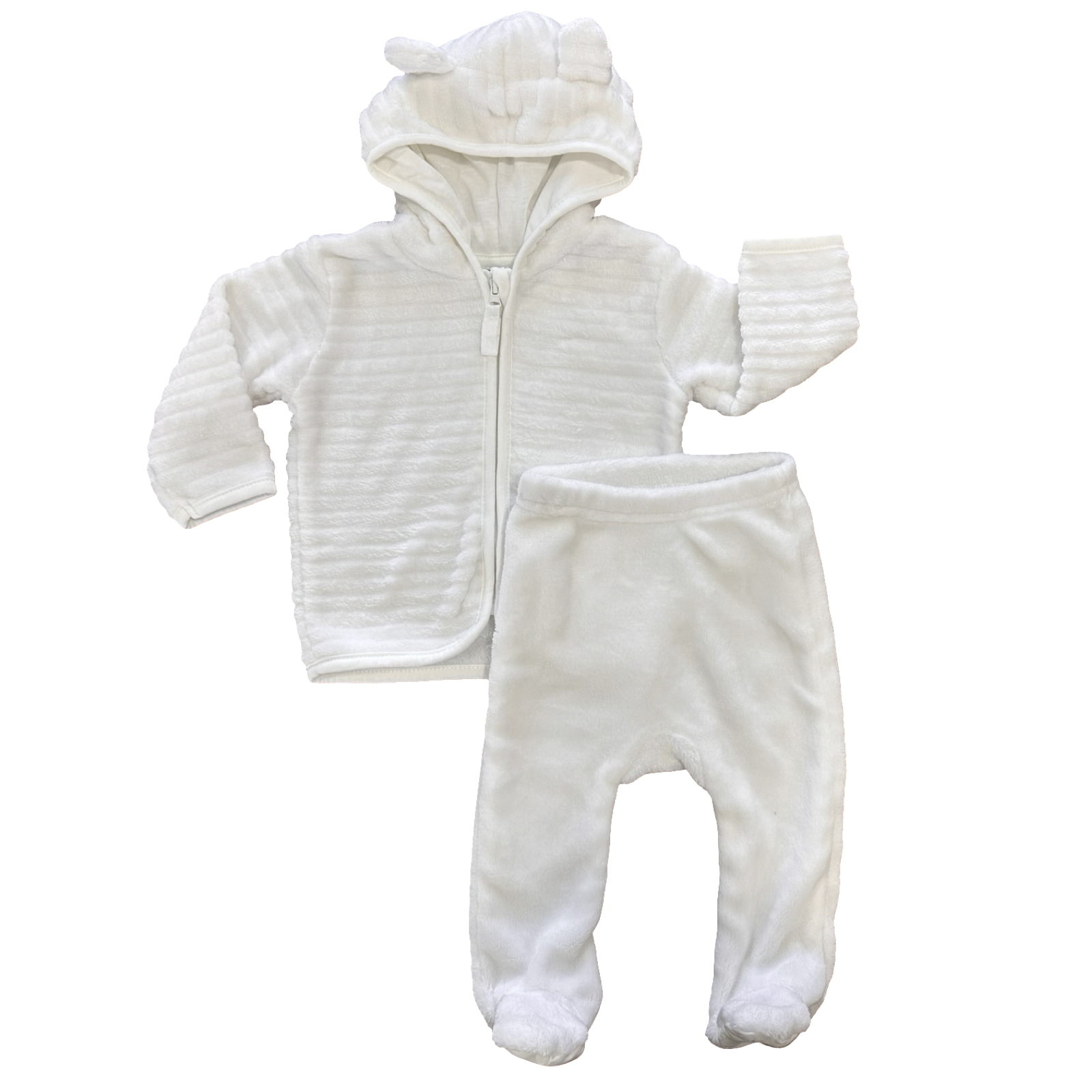 3-6M 2pc White Fleece Winter Set - Ackermans