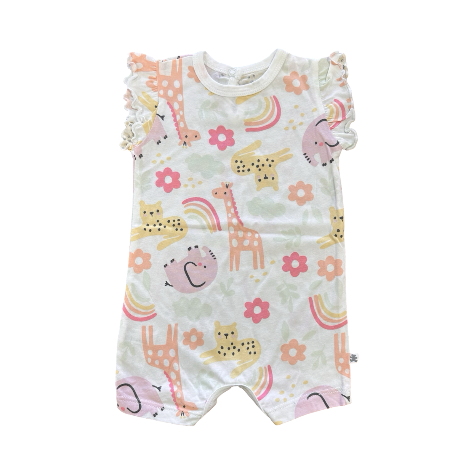 3-6M White & Zoo Animal Girls Romper - Woolworths