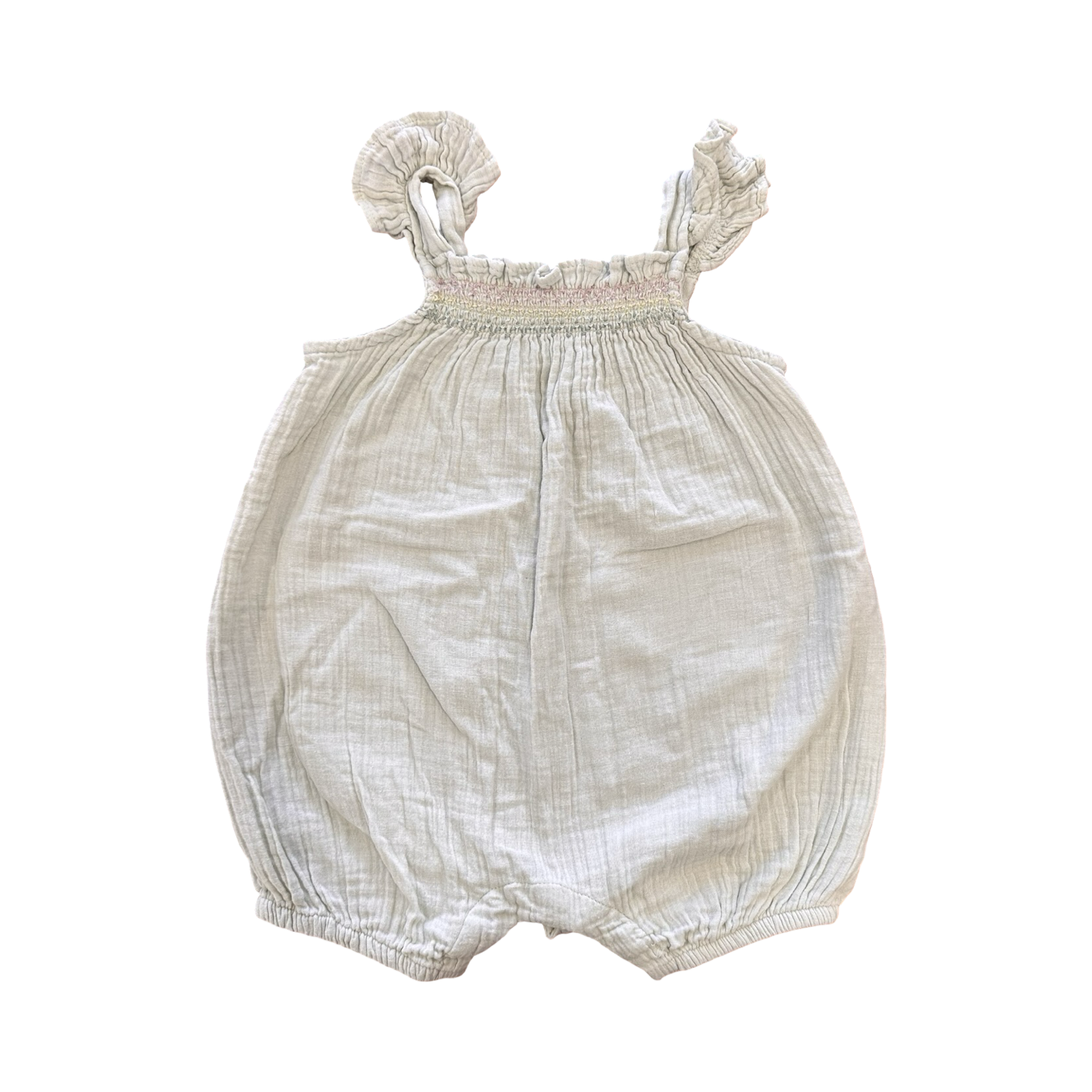3-6M Green Cotton Romper with Smock Detail - Woolworths