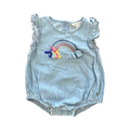 3-6M Denim Rainbow Romper - Fox & Finch