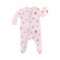1-3M Cream & Heart Cotton Zipper Babygrow - Woolworths