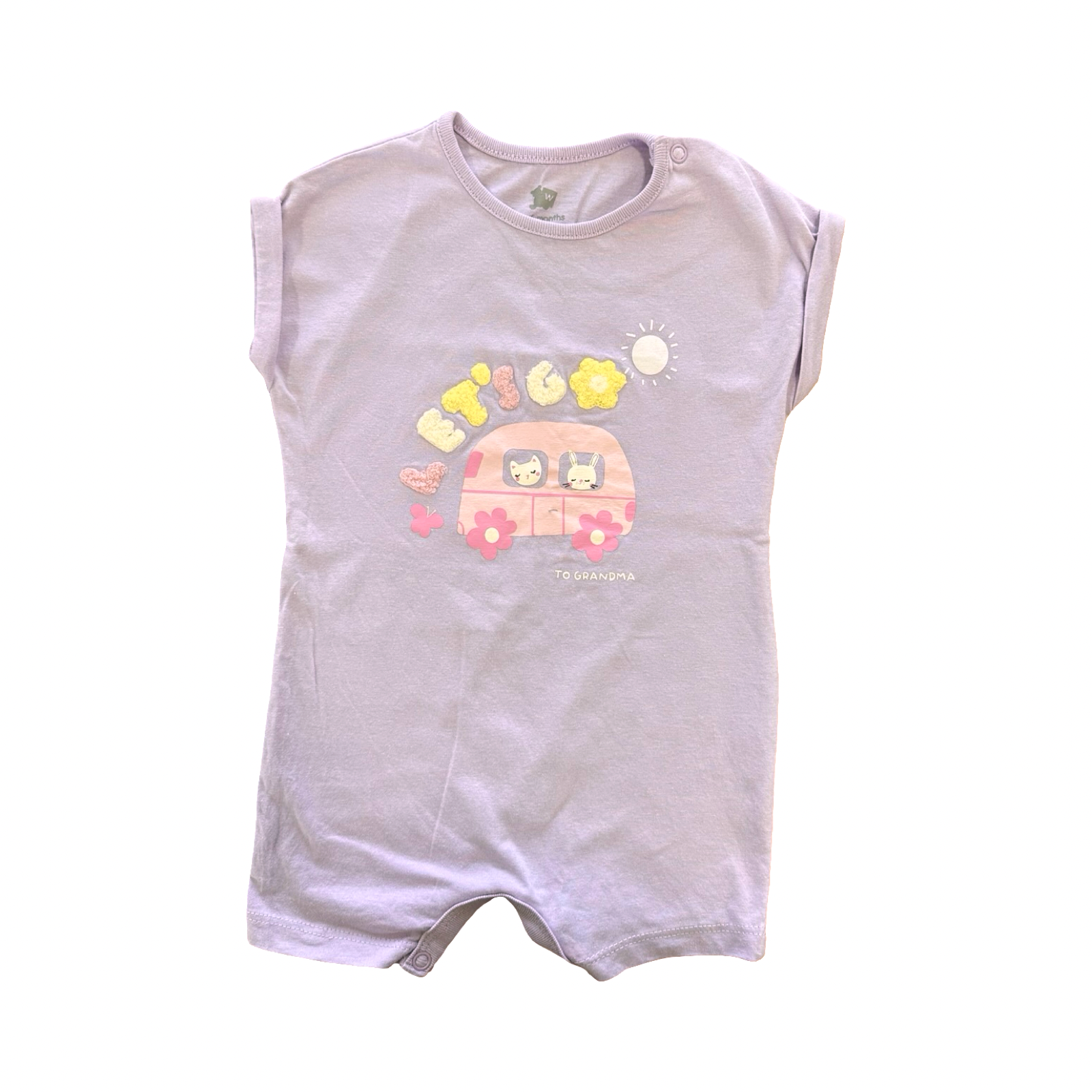 3-6M Purple Let's Go Romper - Woolworths