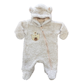 Newborn Beige Bear Fleece Hooded Onesie - Woolworths