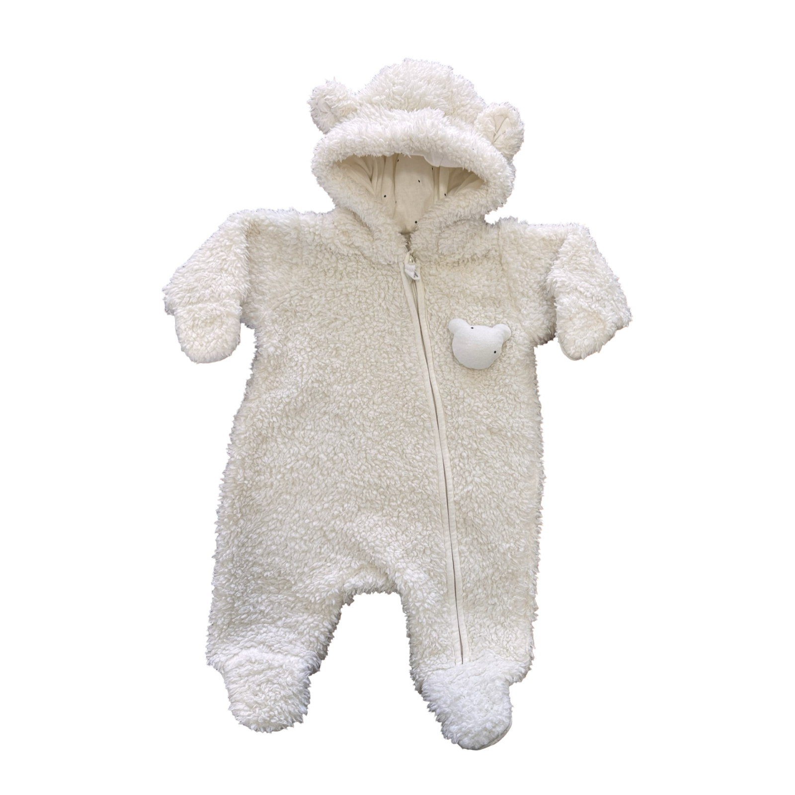 Newborn Cream Bear Fleece Zipper Hoodie - Woolworths