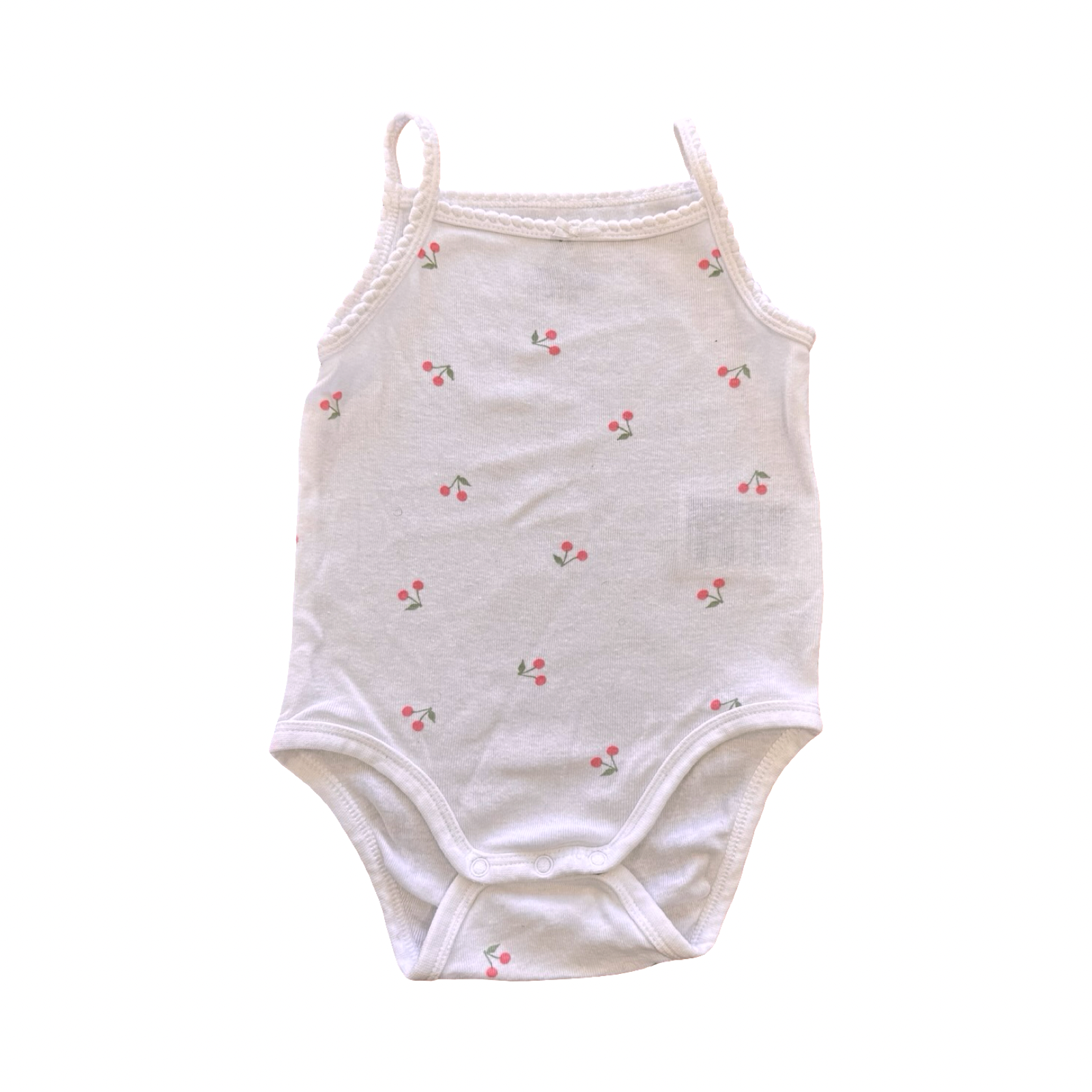 4-6M White Cherry Sleeveless Bodysuit - H & M