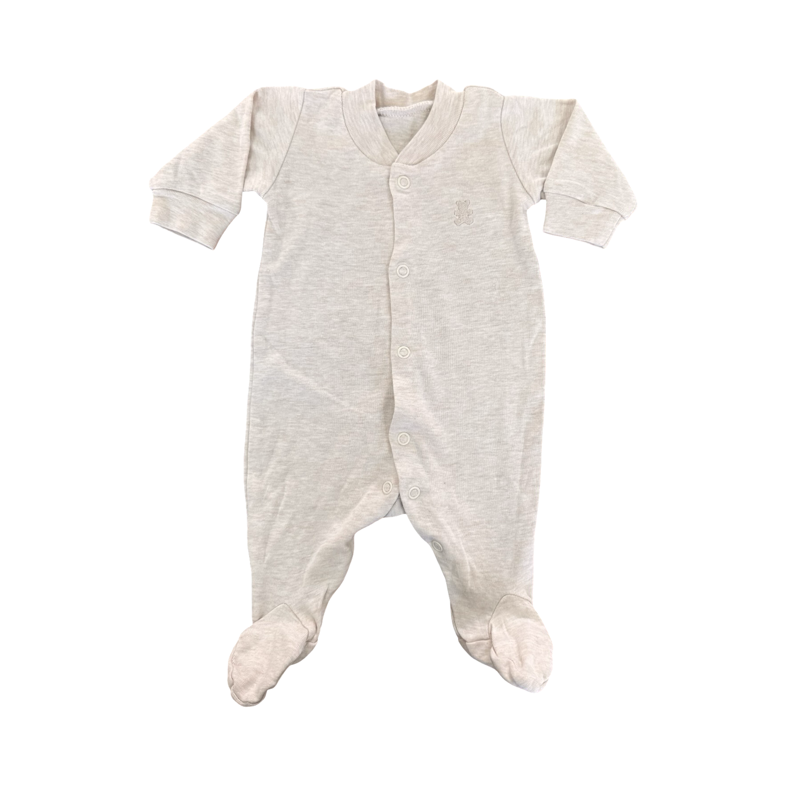 Prem Beige Melage Snapper Babygrow - Woolworths