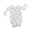1-3M White Long Sleeve Bodysuit with Small Patterns - Woolworths