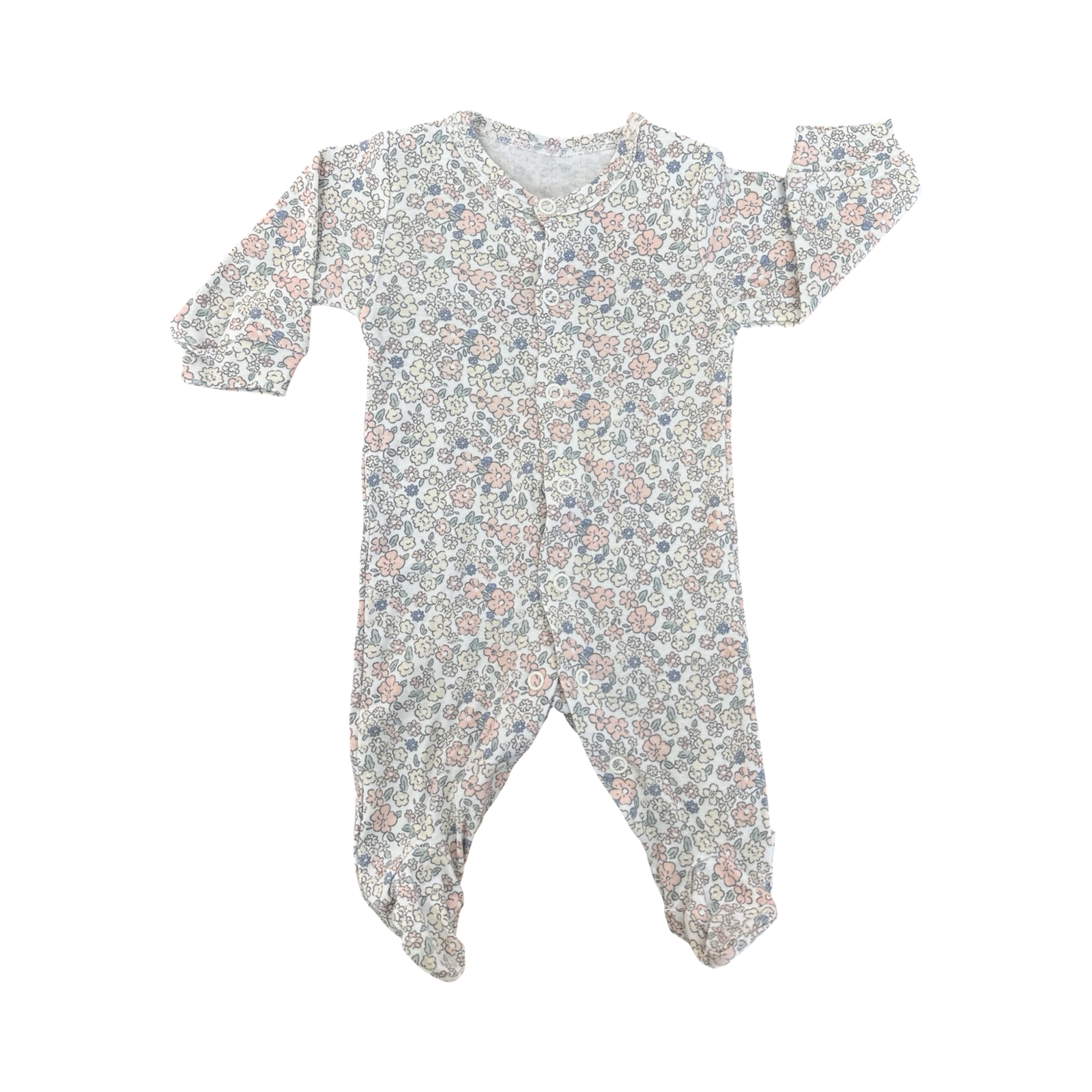 Newborn Floral Cotton Snapper Babygrow - Woolworths