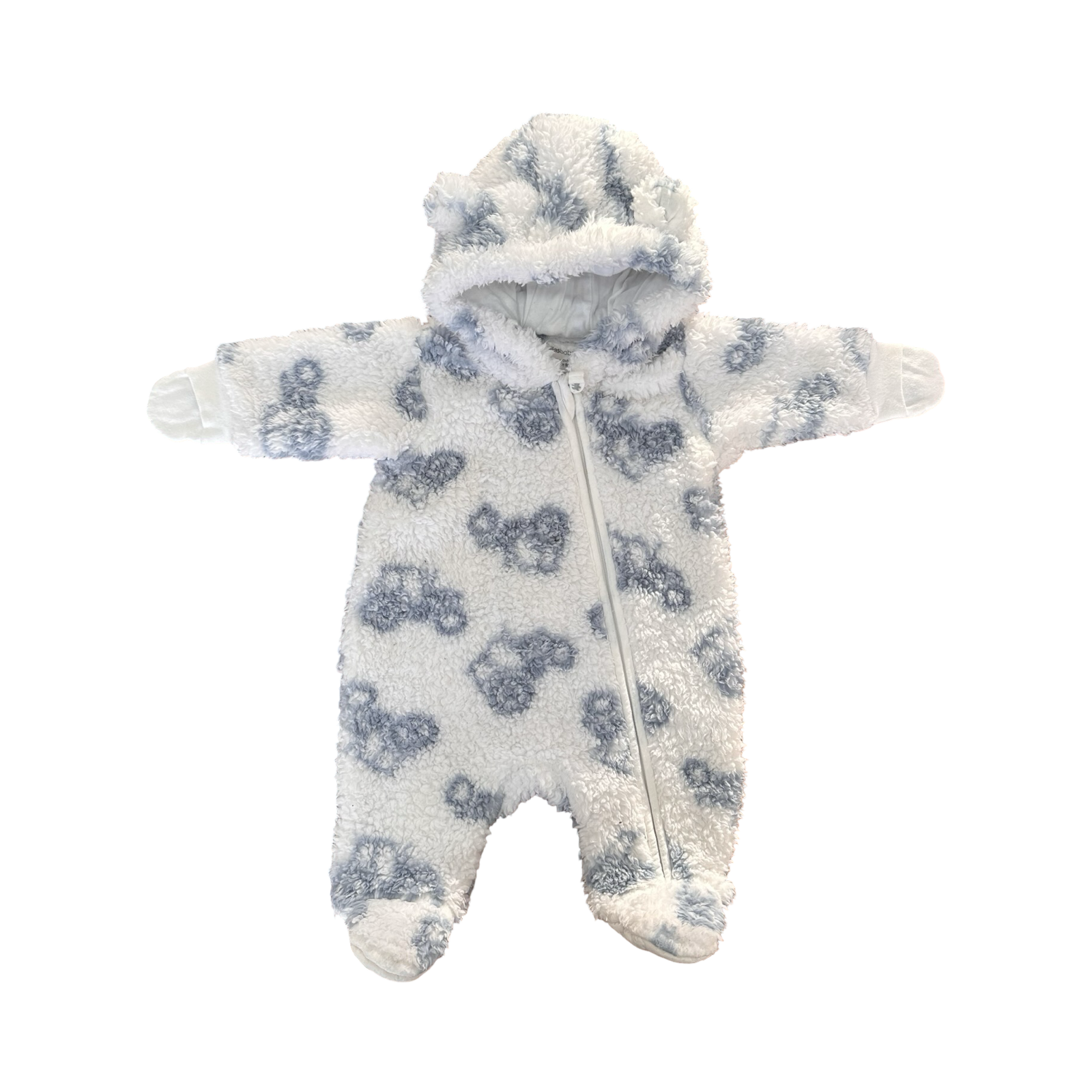 Newborn Blue & White Bear Fleece Zip Onesie - Woolworths