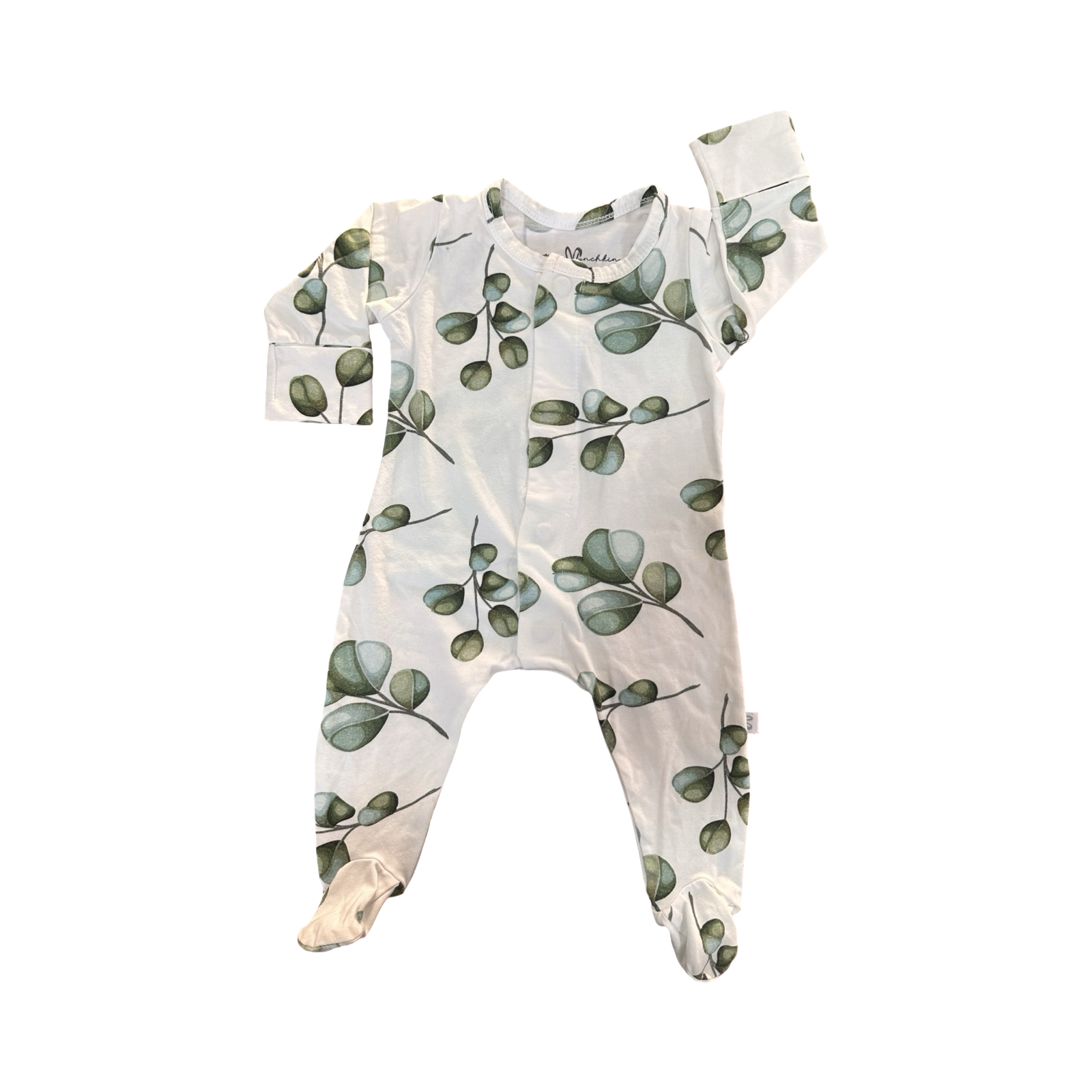 0-3M Green & White Leaf Design Magnetic Babygrow - Magnetic Munchkin