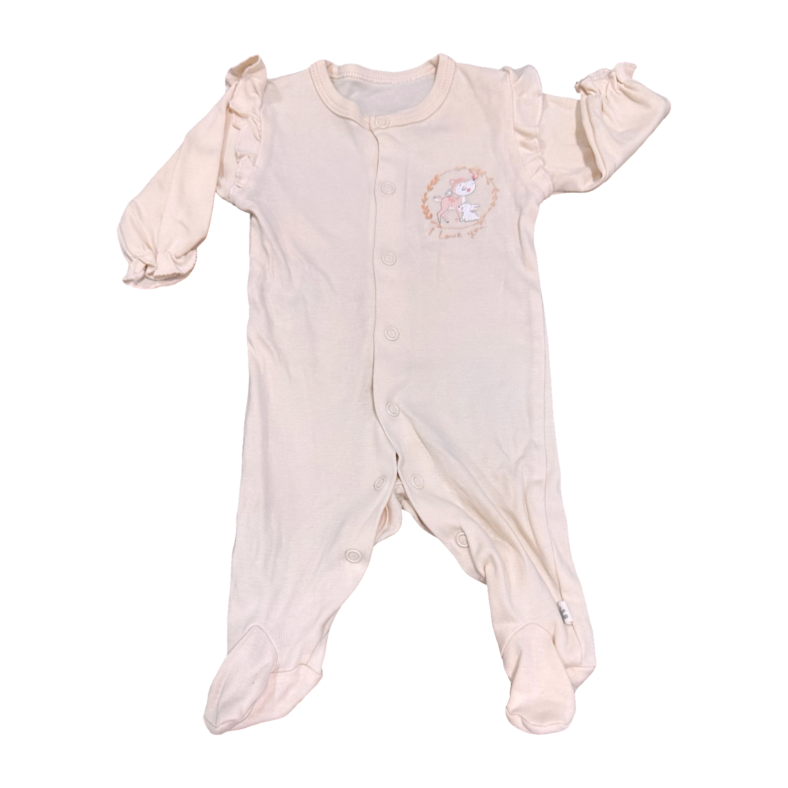 Newborn Peach Dear & Bunny Snapper Onesie - Woolworths