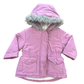 12-18M Pink Fleece Lined Puffer Jacket with Fur Hood - Ackermans