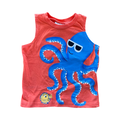 6-12M Orange Octopus Sleeveles T-Shirt - Cuddlesome