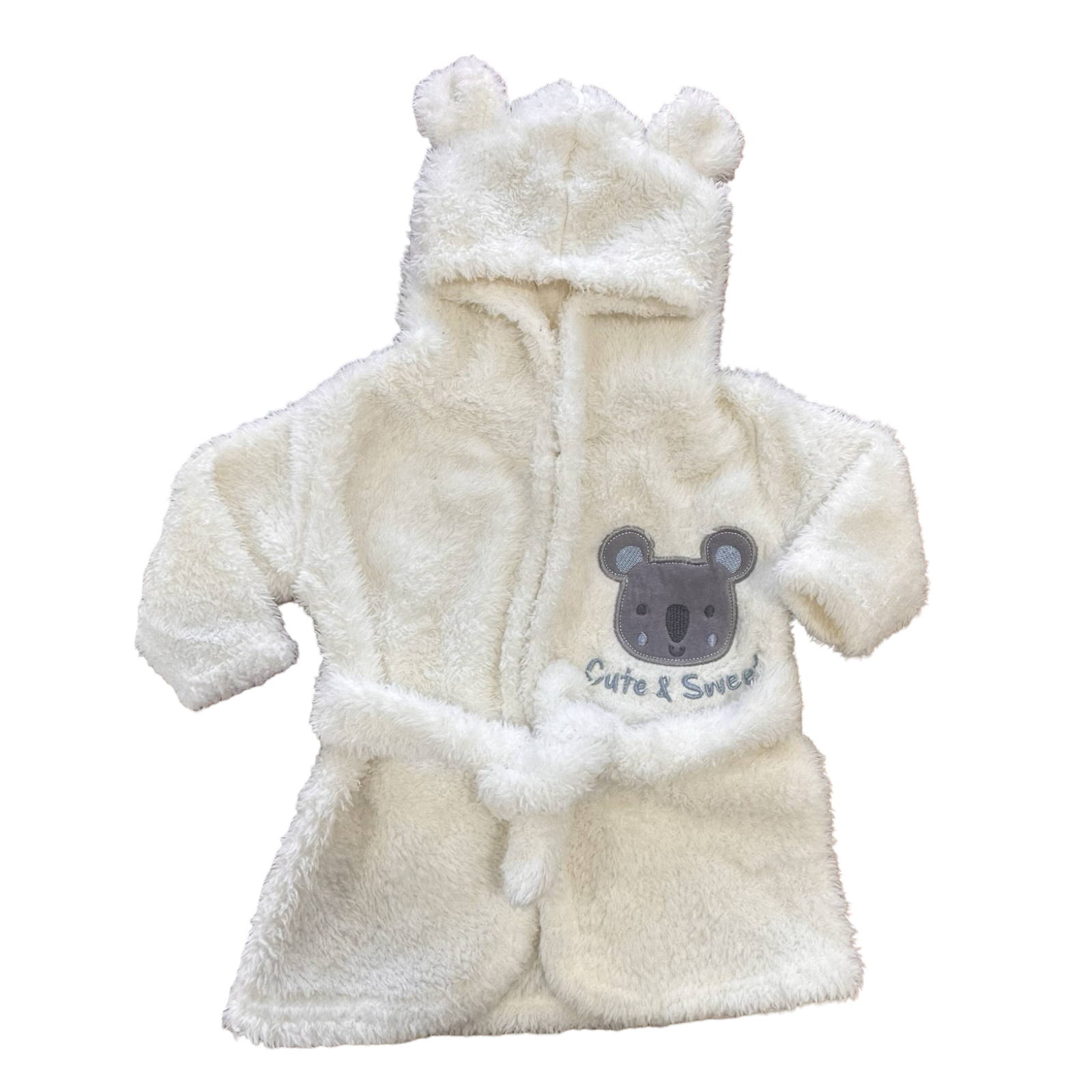 6-12M Cream Panda Fleece Gown - Jollytots