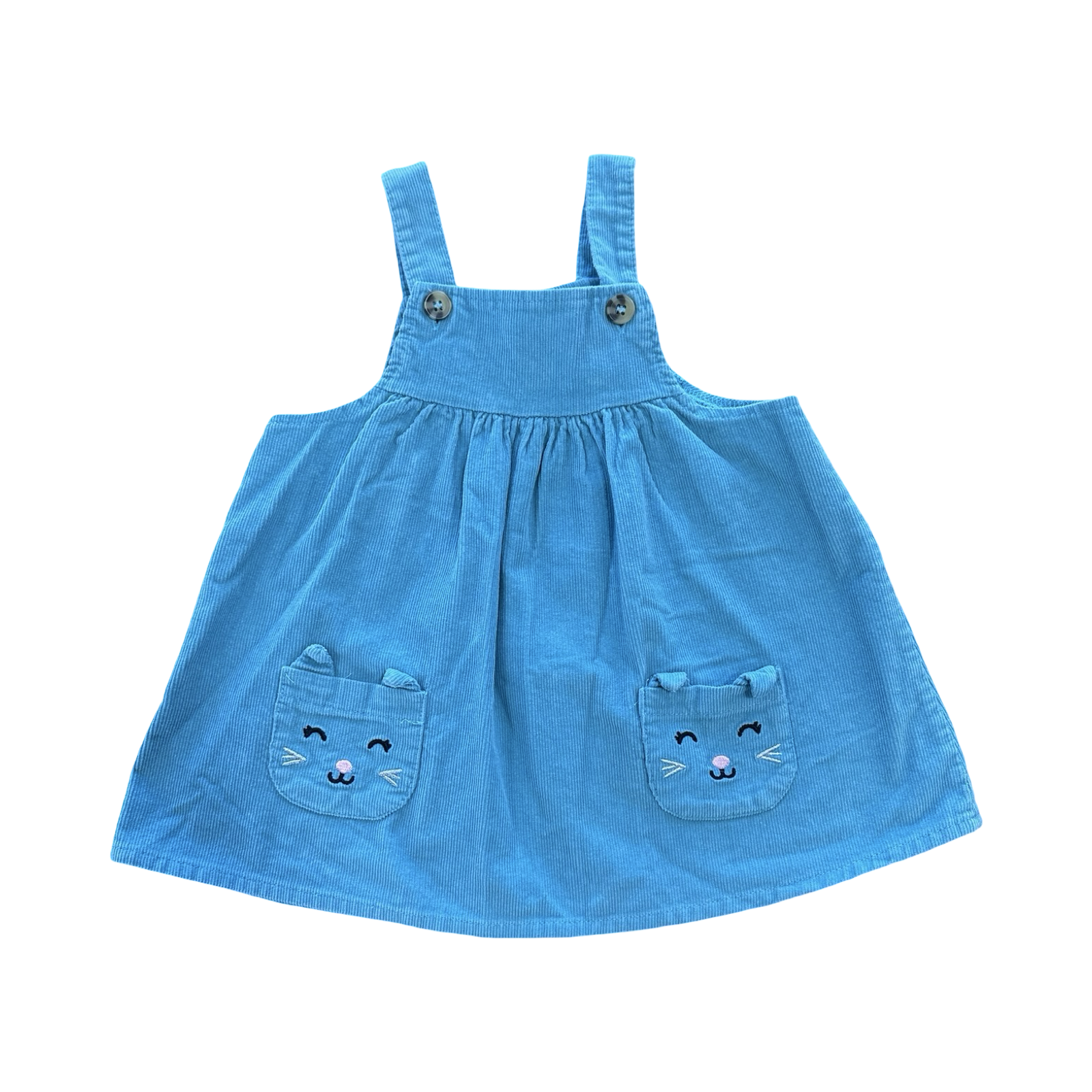 12-18M Turquoise Corduroy Cotton Kitty Dress - Ackermans
