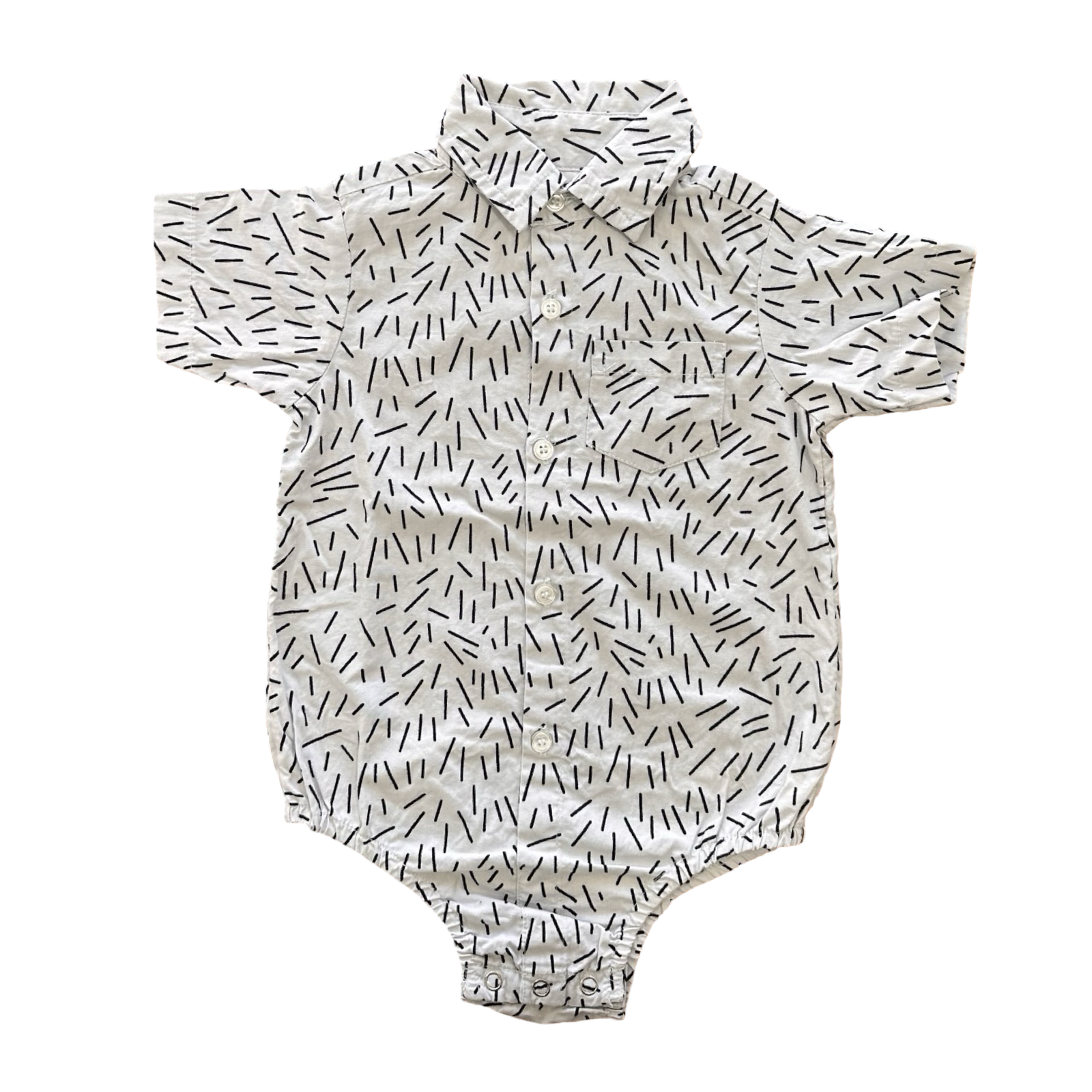 6-12M Black & White Button & Collar Romper - Mr Price