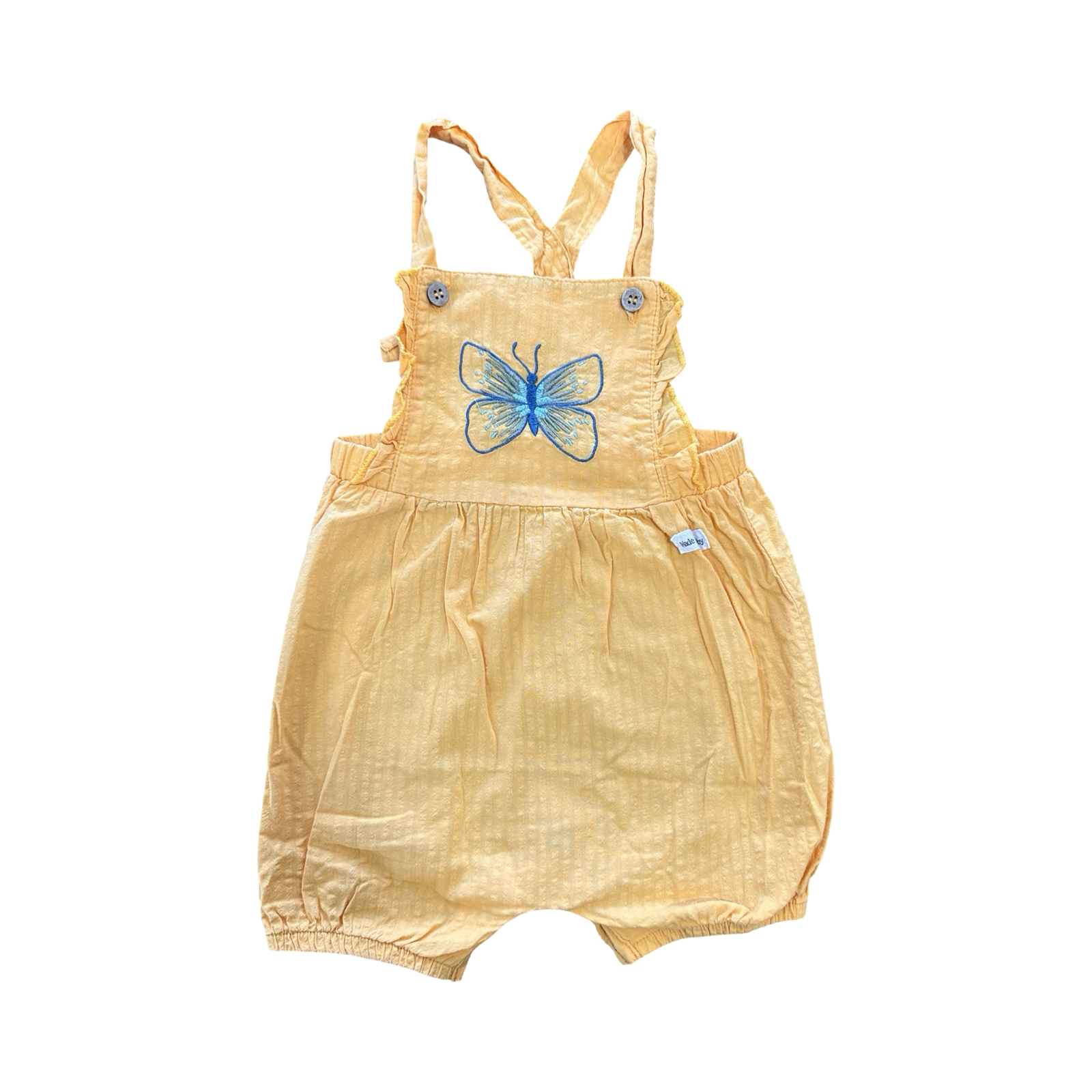 12-18M Yellow Dungaree Style Romper with Butterfly - Clicks