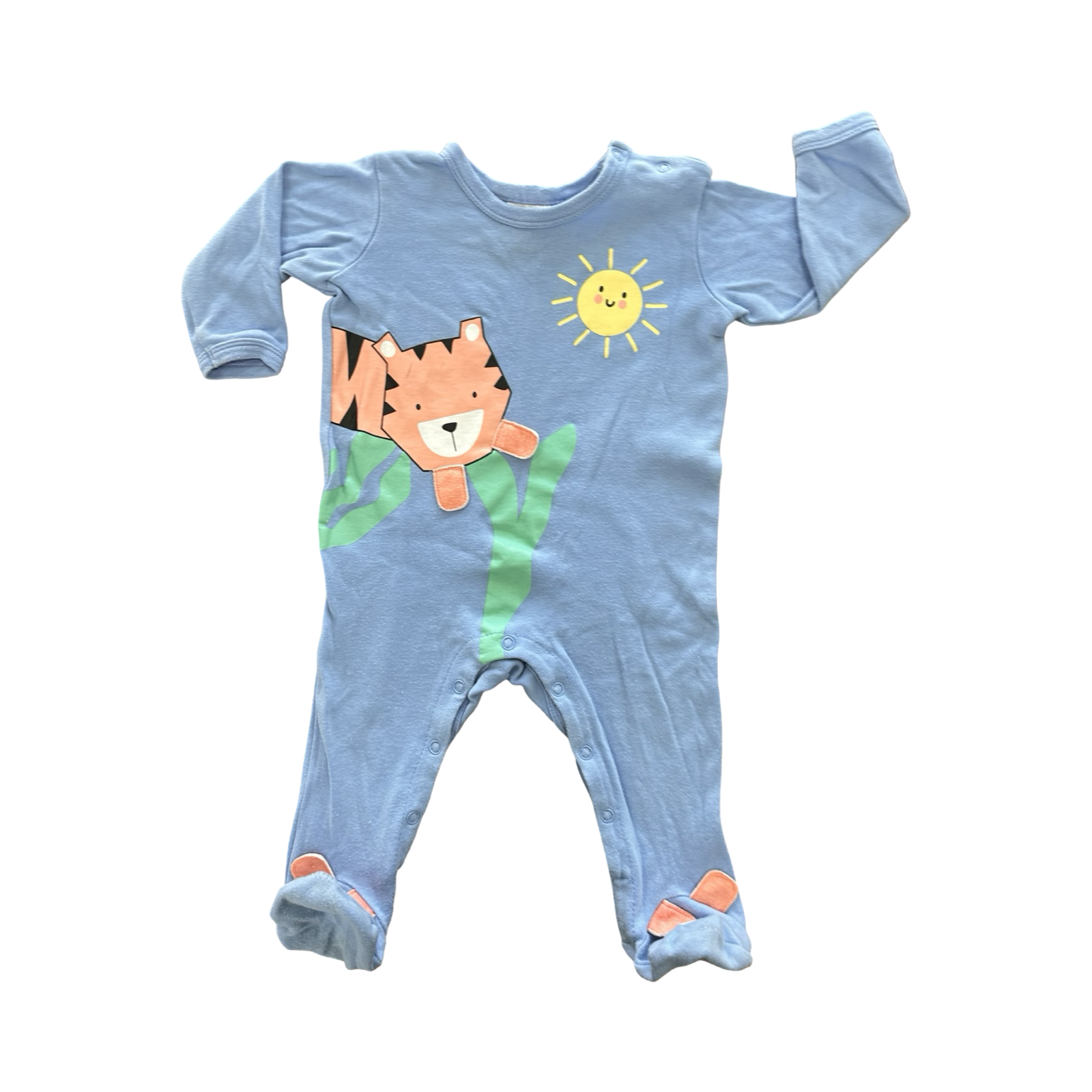 6-12M Blue Tiger Babygrow - Cuddlesome