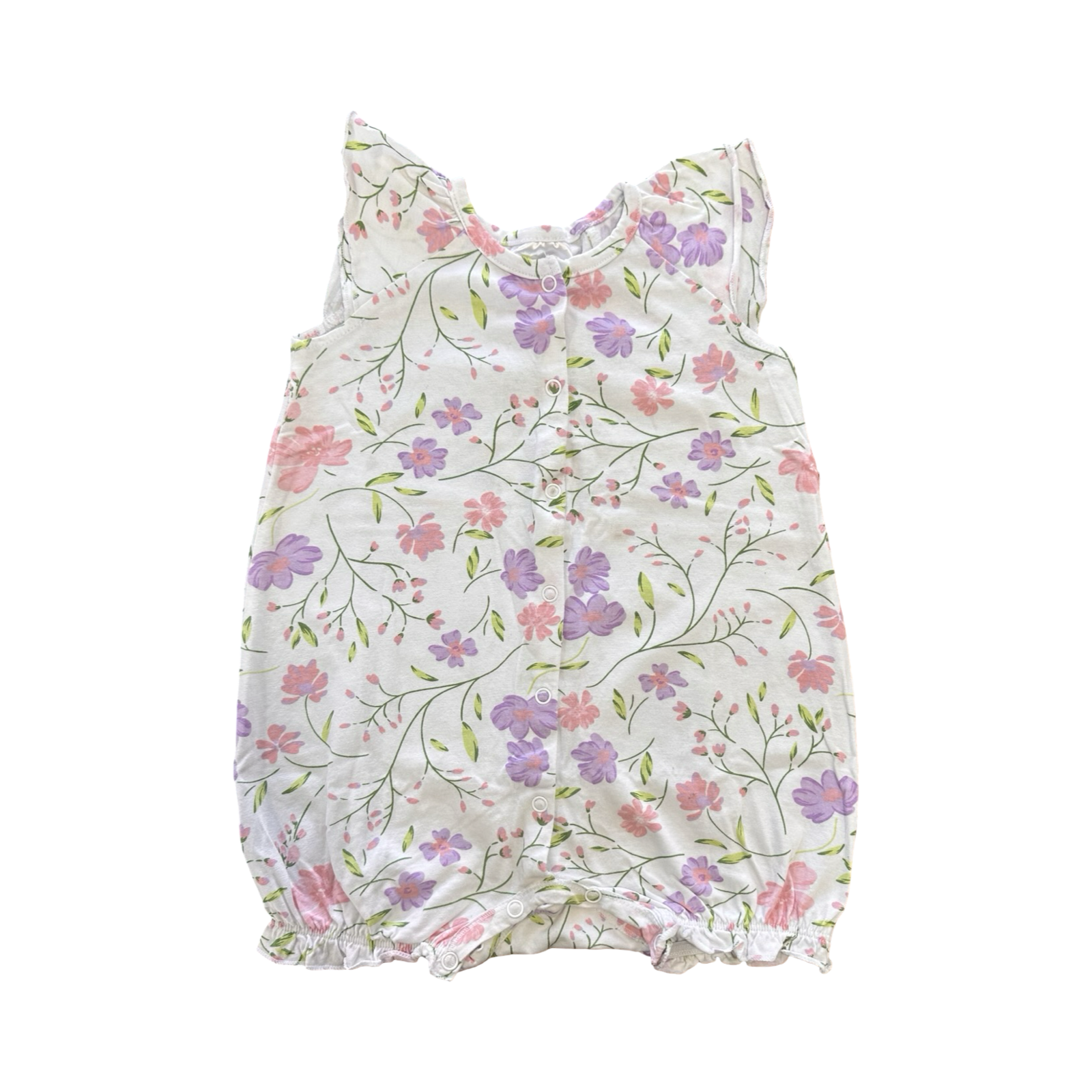 12-18M White Floral Romper - Cuddlesome
