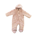 6-12M Pink Furry Fleece Lined Hooded Onesie - Ackermans