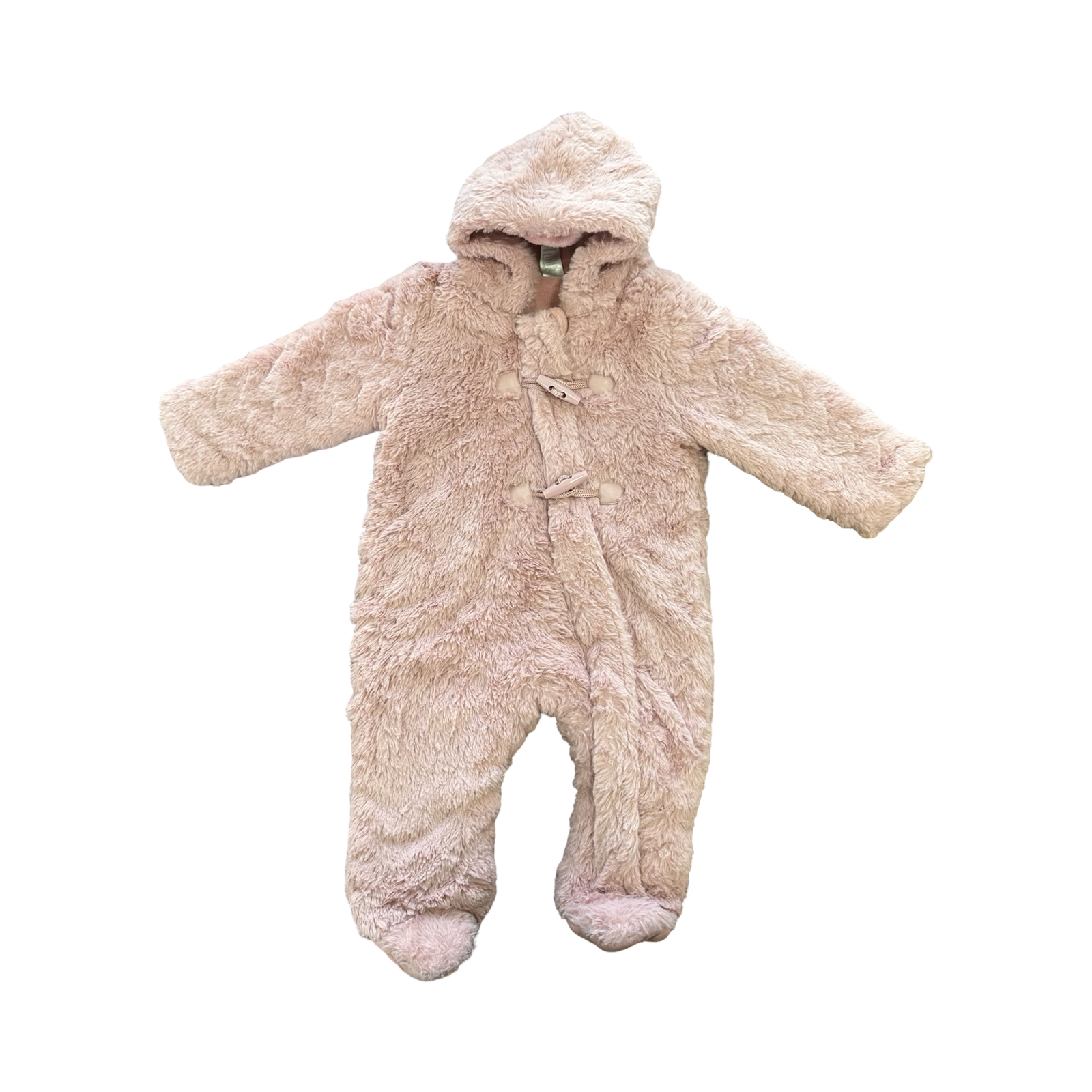 6-12M Pink Furry Fleece Lined Hooded Onesie - Ackermans