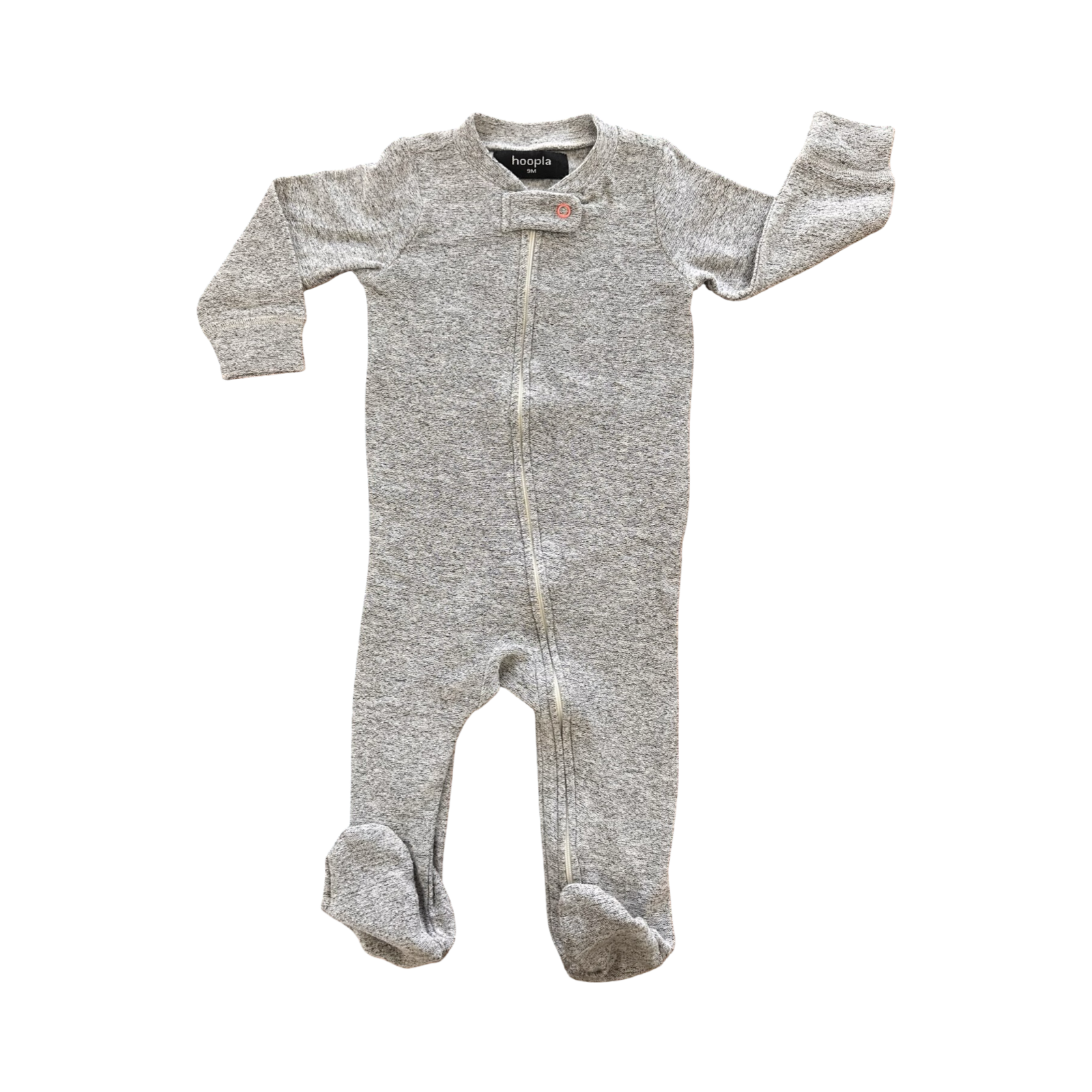9M Grey Melange Knitted Stretch Zip Onesie - Hoopla