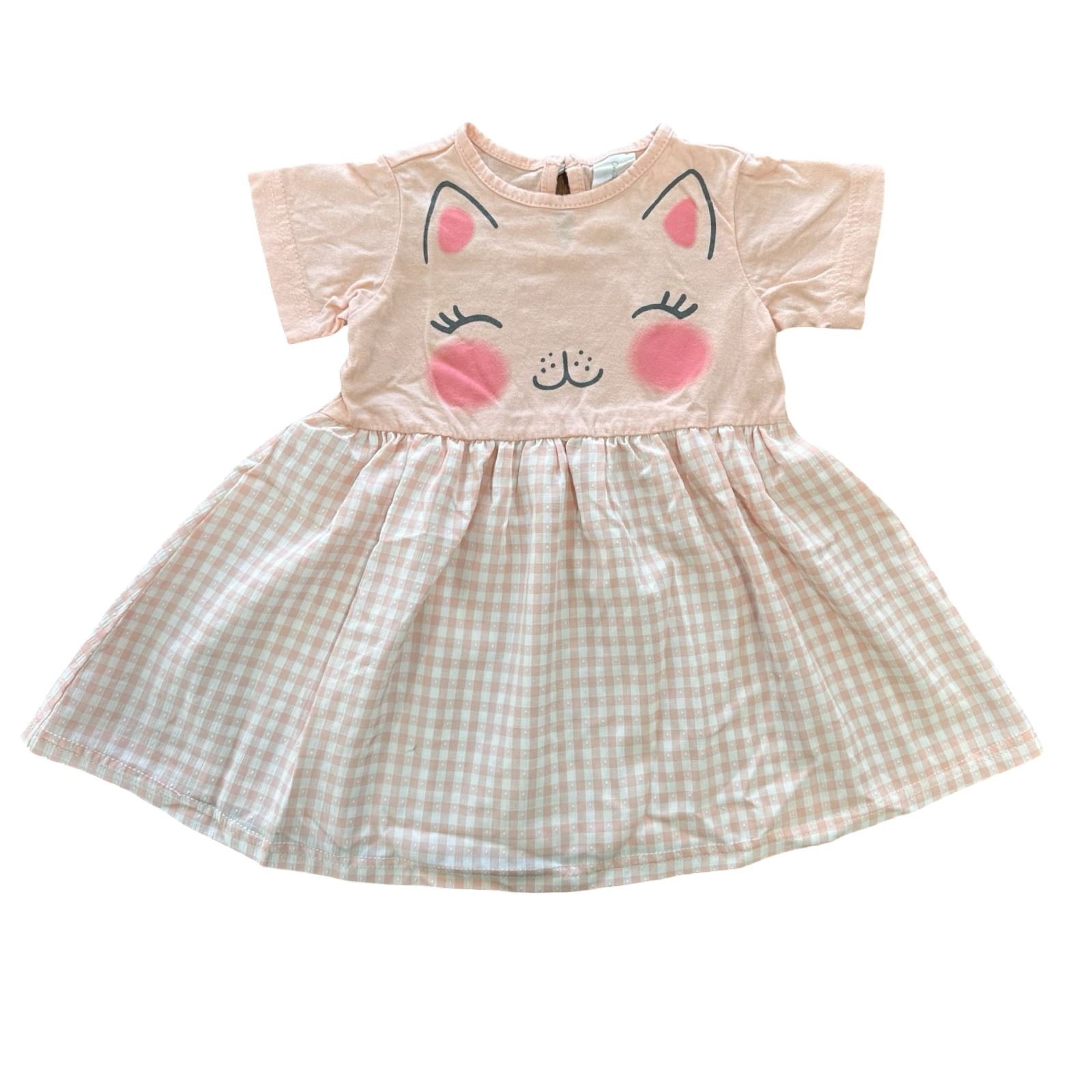 9-12M Punk Kitty Check Dress - Clicks