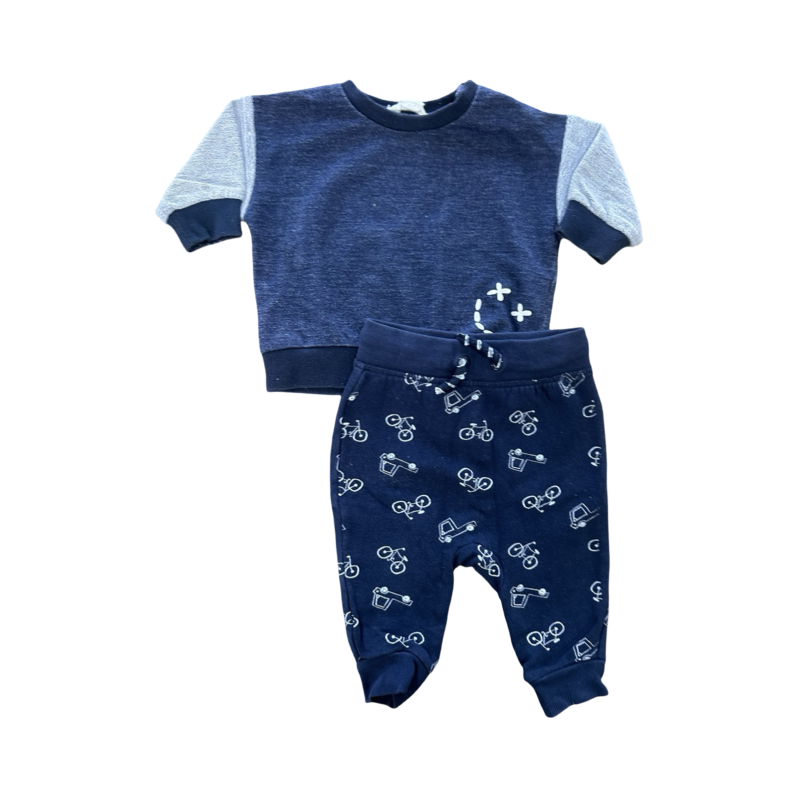 3-6M 2pc Navy & Grey Bicycle & Car Set - Woolworths & Cotton On