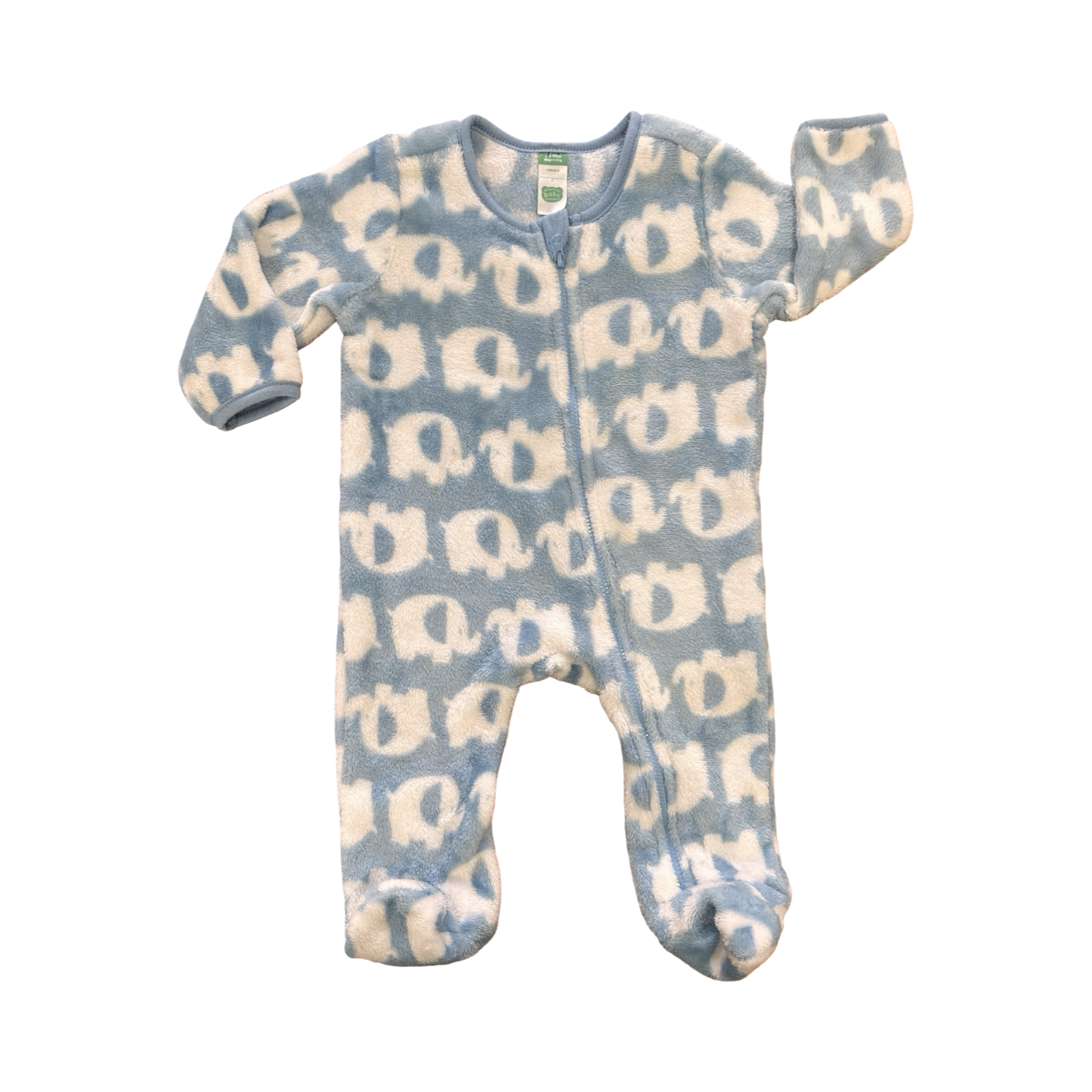 3-6M Bue Elephant Fleece Zip Onesie - Ackermans