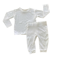 6-12M White Cotton 2pc Stretch Set - Jollytots