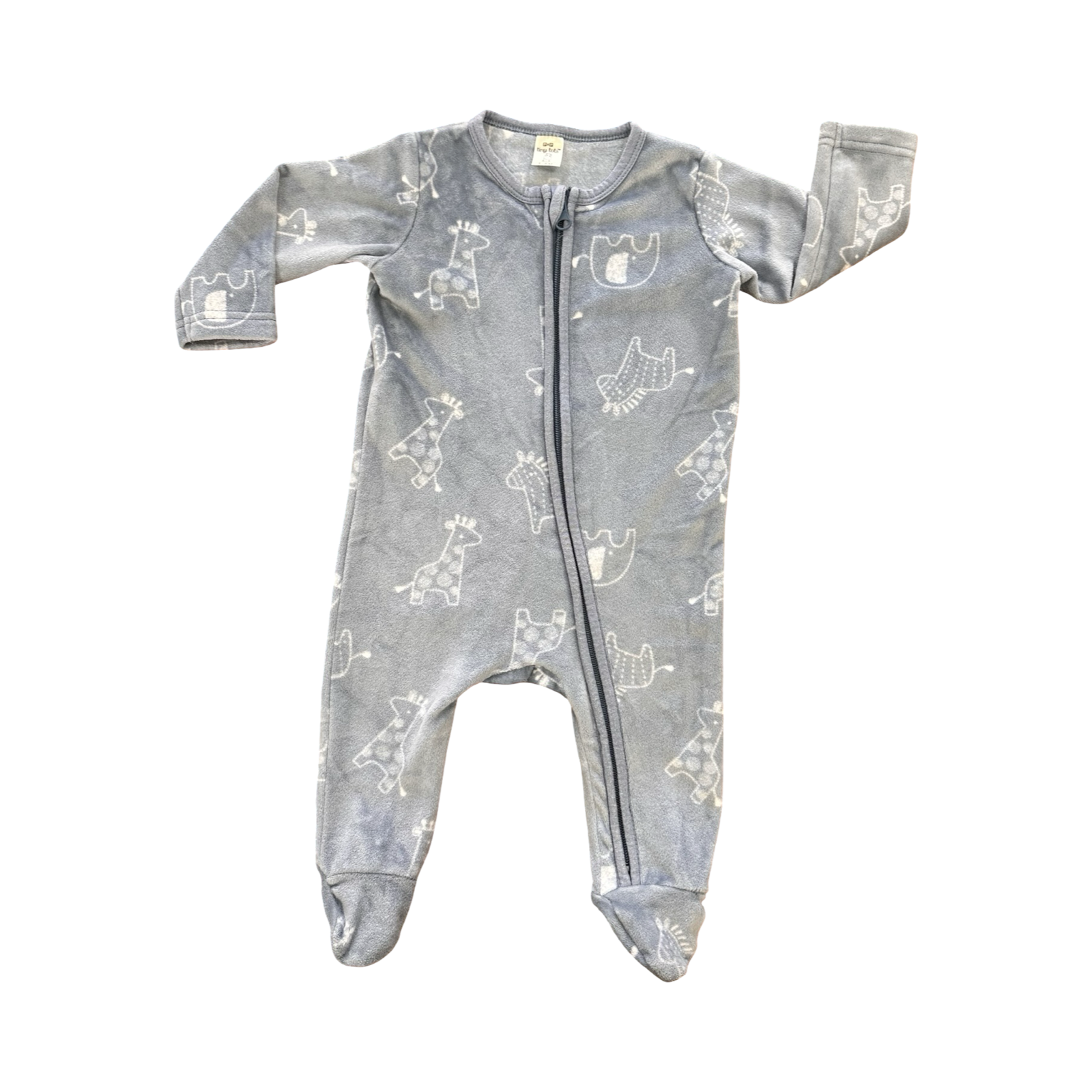 3-6M Blue Zoo Animal Fleece Zip Onesie - Tiny Tots
