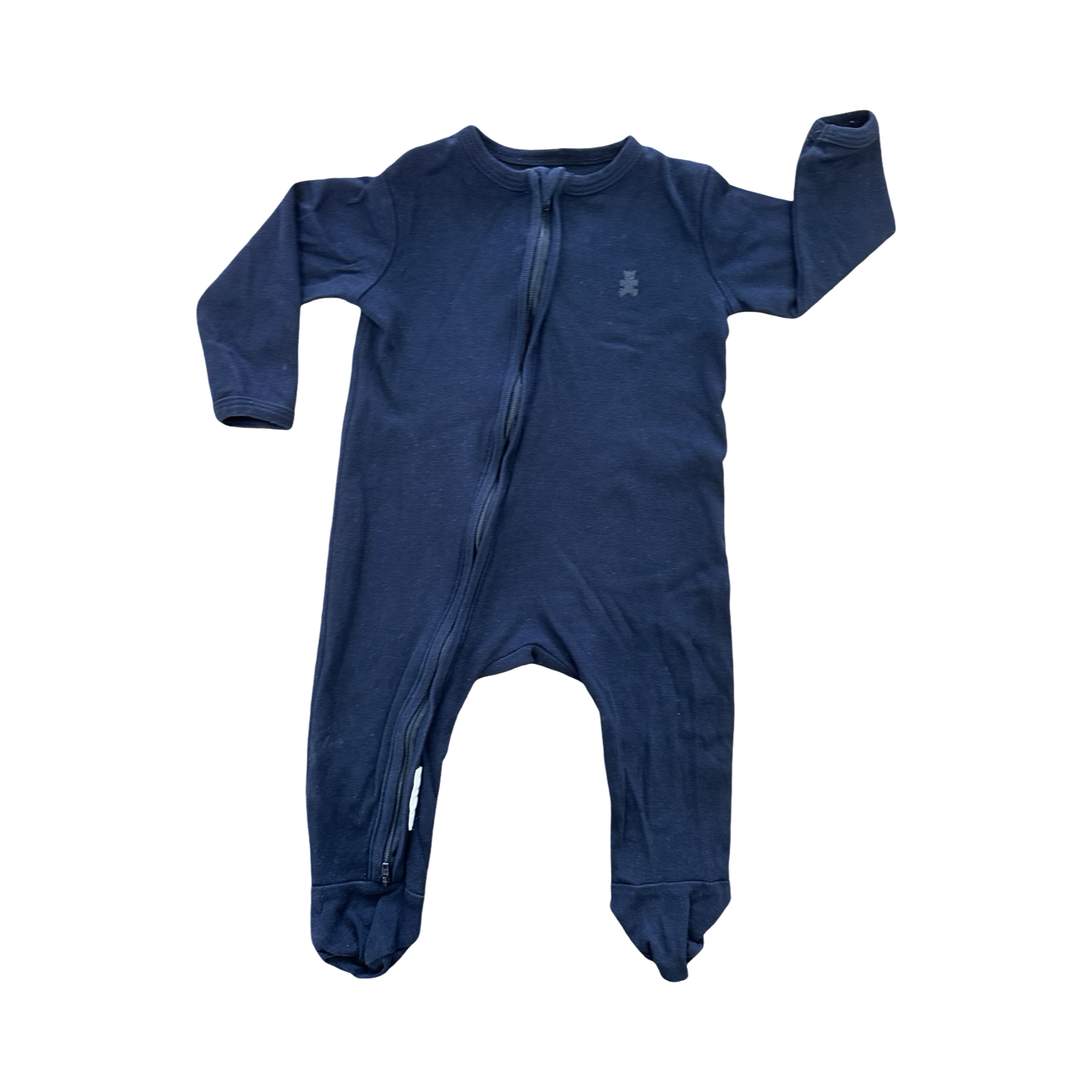 6-12M Black Coton Zip Babygrow - Woolworths