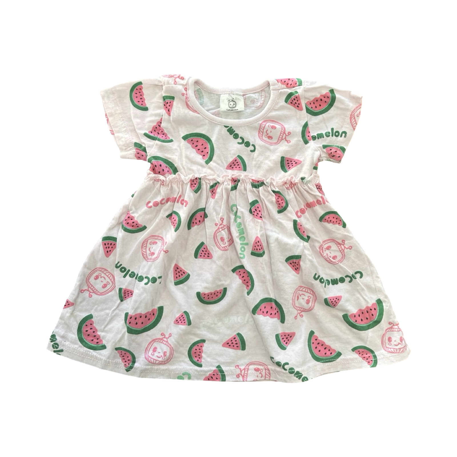 6-12M Pink & Green Dress - Cocomelon