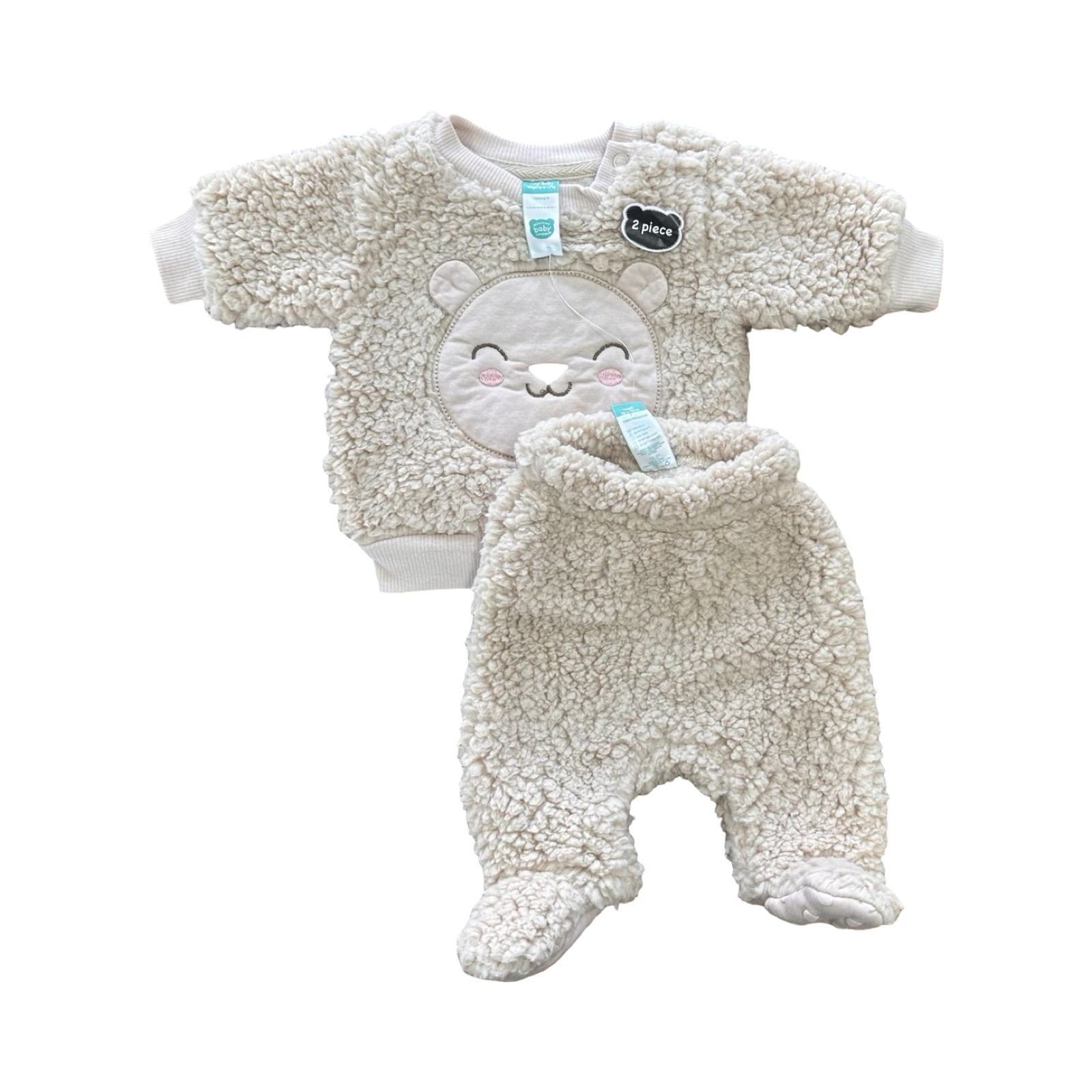 *NEW* Tiny Baby Beige Bear Fleece 2pc Winter Set - Ackermans