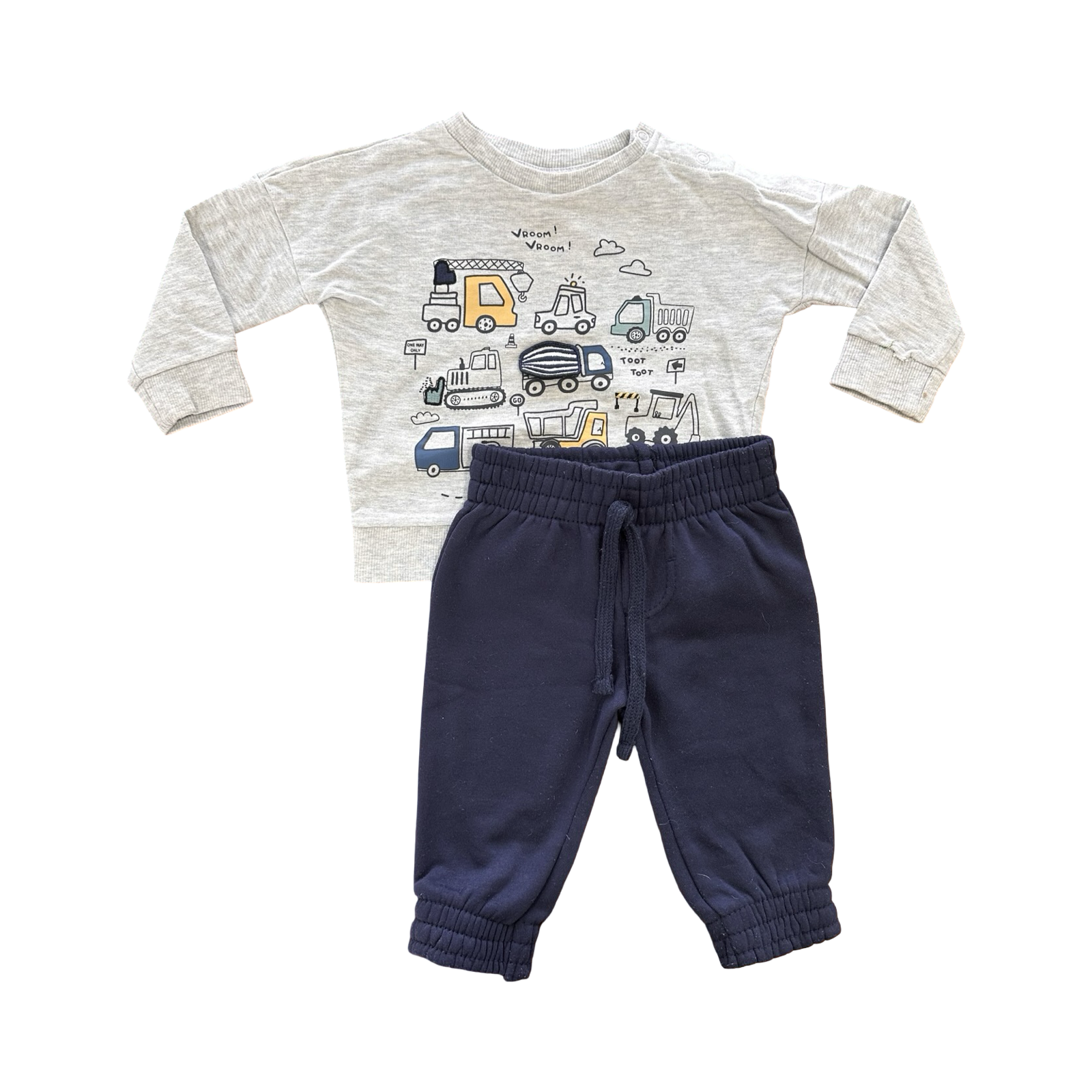 6-12M 2pc Navy Construction Sweater Set - Tiny Tots & Ackermans