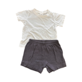 6-12M 2pc Plain Grey & White T-Shirt and Shorts Set - H & M + Little Angels