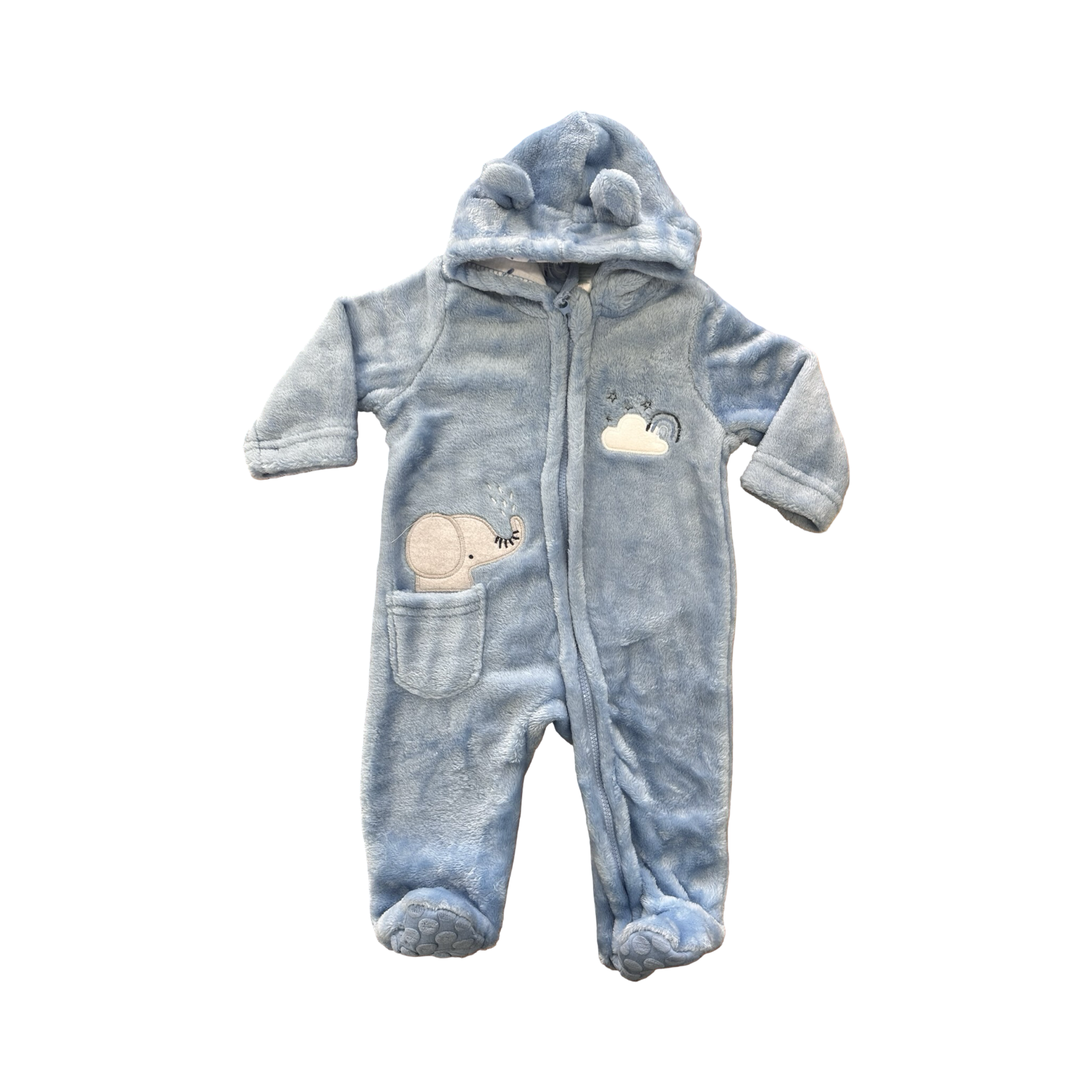 *NEW* 0-3M Blue Elephant Fleece Onesie - Ackermans