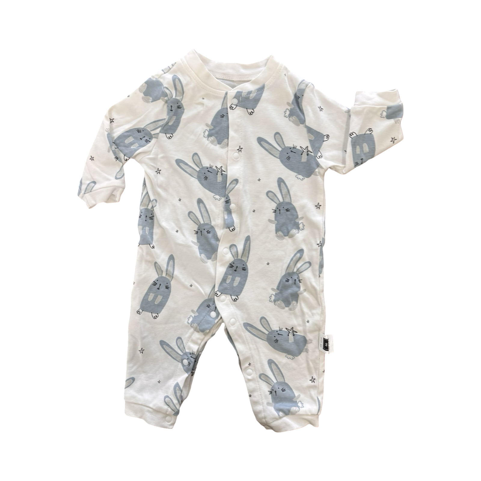 6-12M Blue & White Bunny Snapper Babygrow