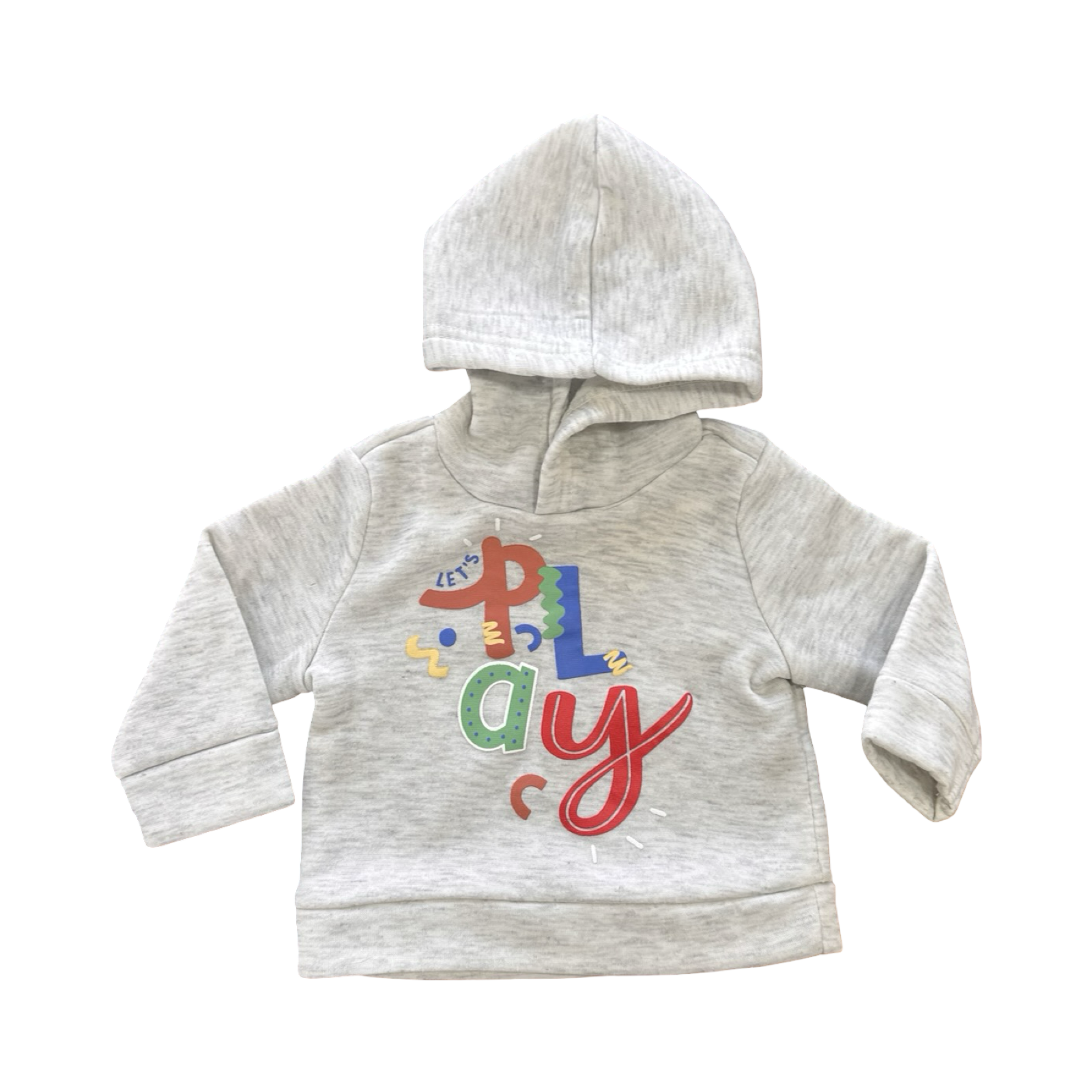 0-3M Grey Melange Play Hoodie - Cuddlesome