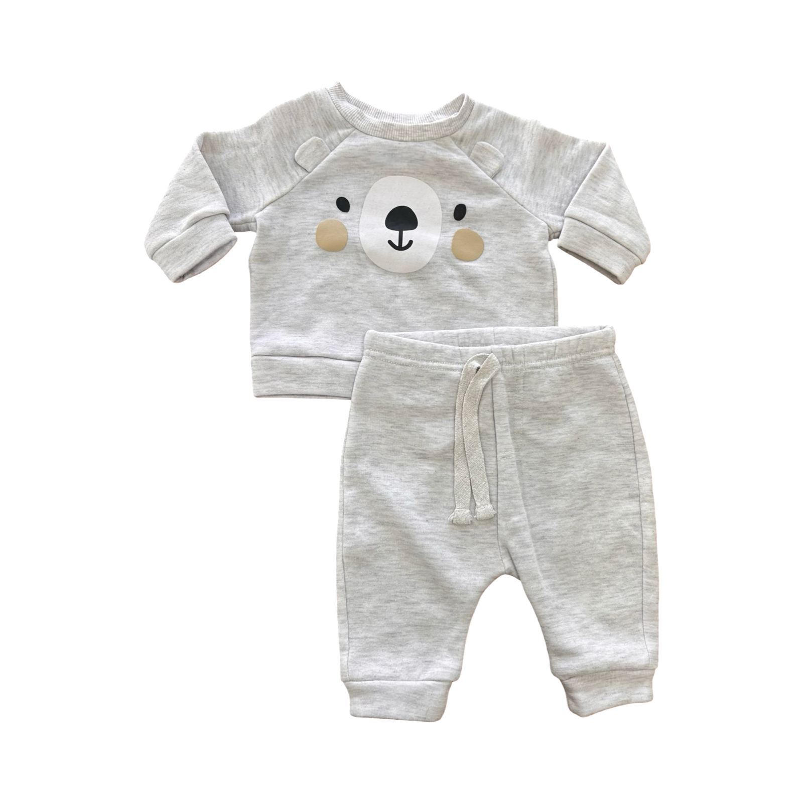 3-6M Grey Melange Bear Sweater Pants - Cuddlesome