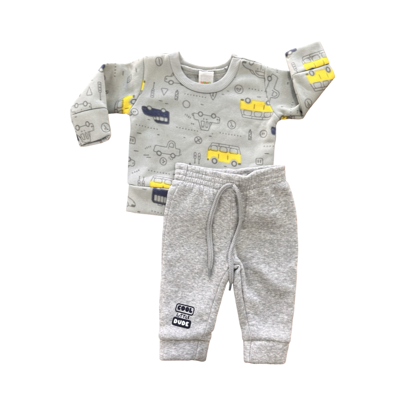 3-6M Grey Transport Sweater Top & Pants - Mpho power baby