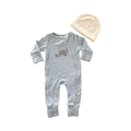 Newborn Blue Ribbed Fling Bear & Beanie - Cotton On