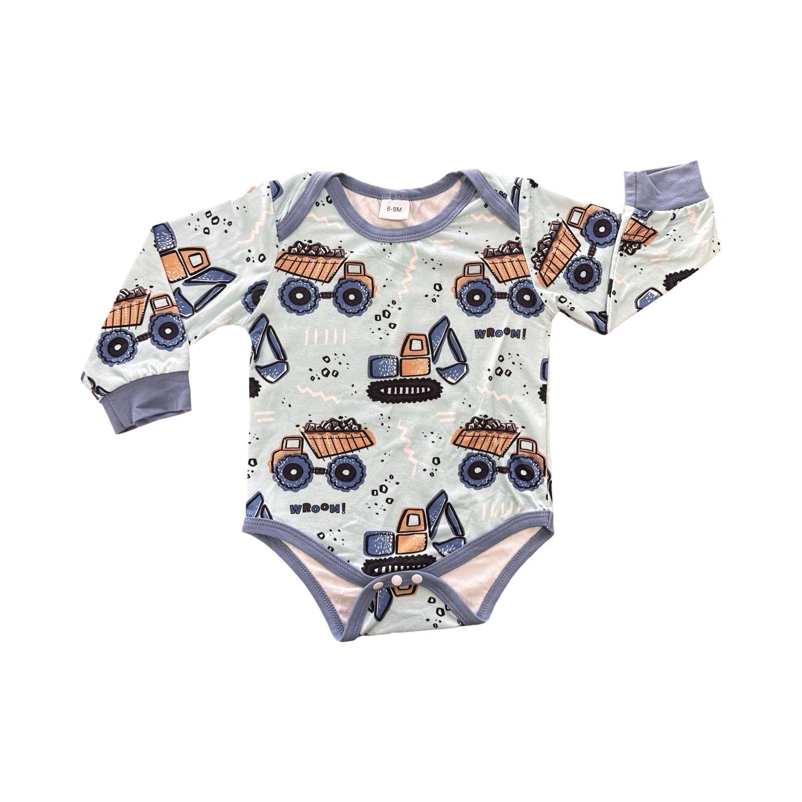 6-9M Blue Construction Bodysuit