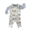 6-12M Tiger Dungaree with Grey Long Sleeve T-Shirt - Tiny Tots & Ackermans
