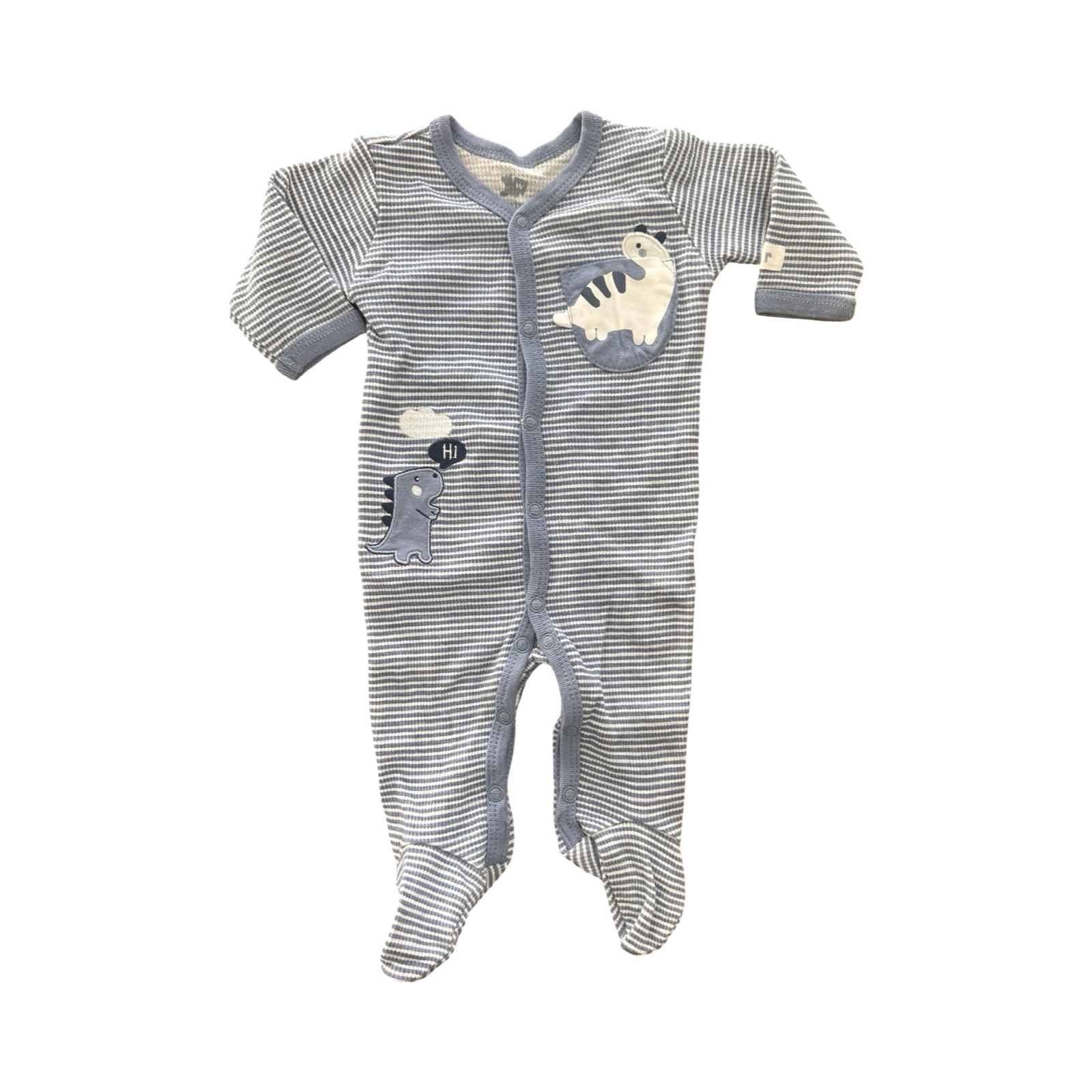 Newborn Blue Waffle Ribbed Dinosaur Babygrow - Woolworths